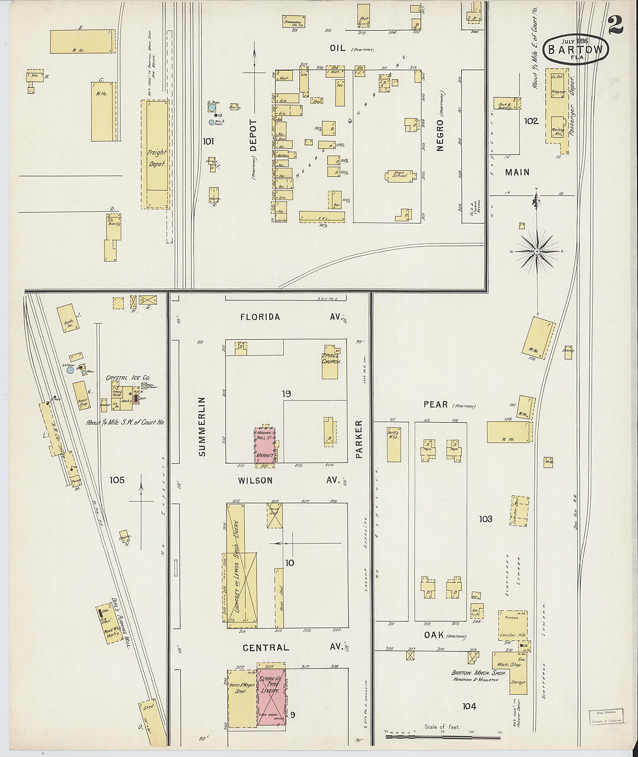 This old map of Bartow, Polk County, Florida was created by Sanborn Map Company in 1895