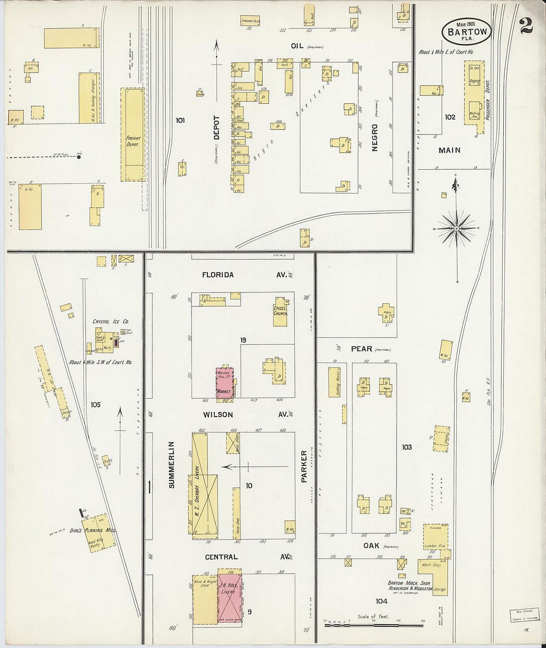 This old map of Bartow, Polk County, Florida was created by Sanborn Map Company in 1901