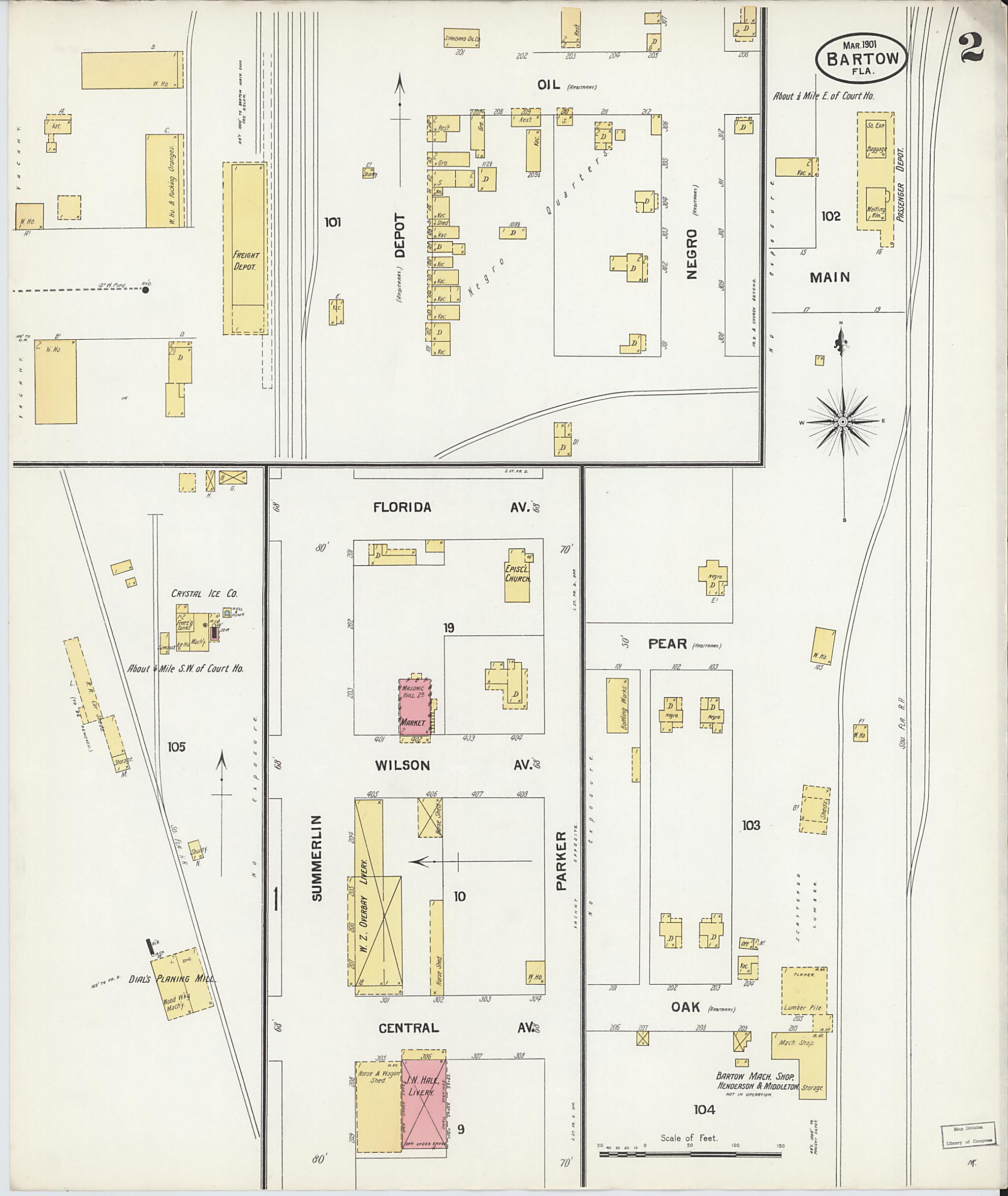 This old map of Bartow, Polk County, Florida was created by Sanborn Map Company in 1901