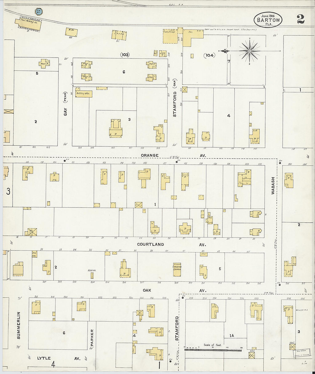 This old map of Bartow, Polk County, Florida was created by Sanborn Map Company in 1906