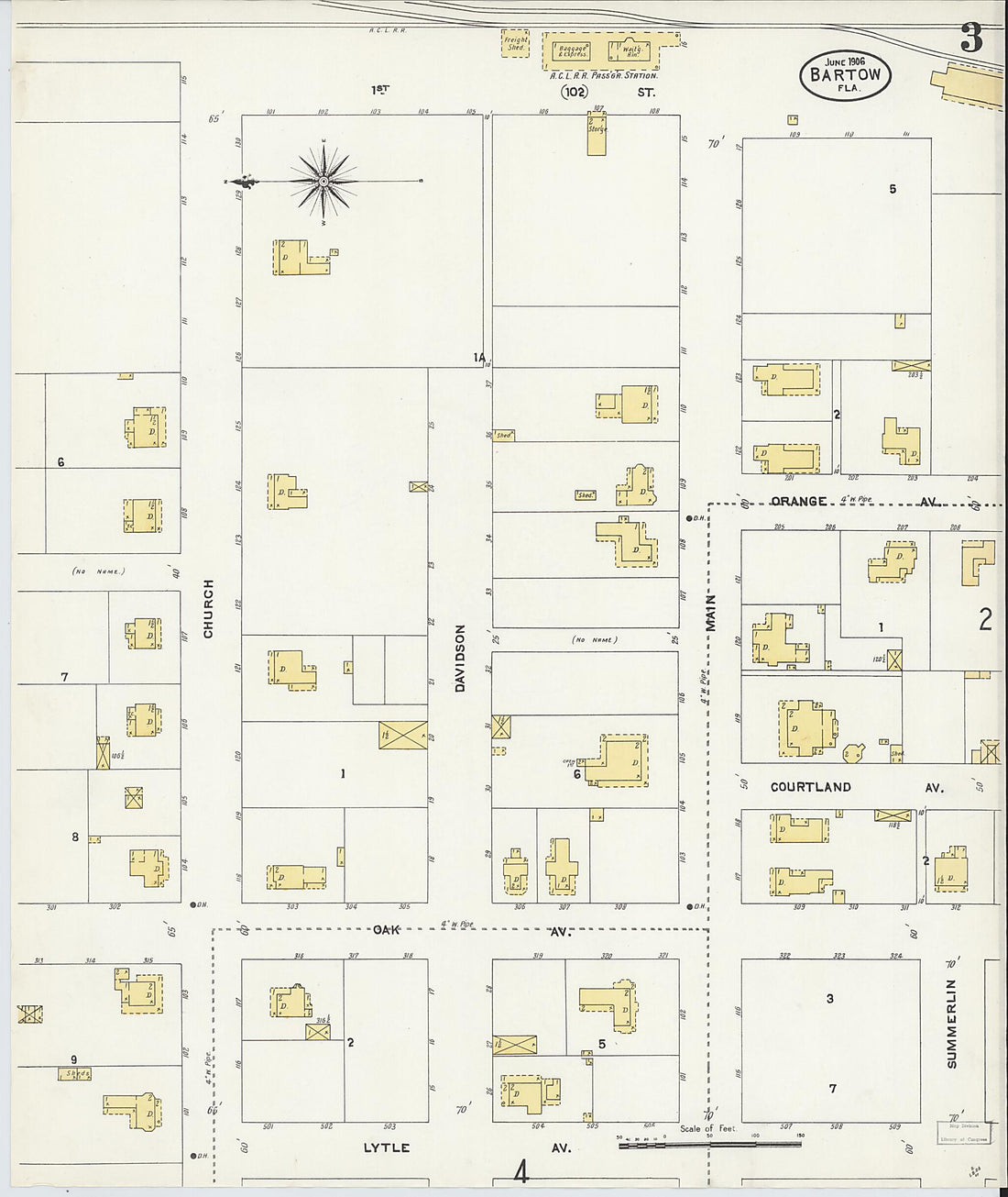 This old map of Bartow, Polk County, Florida was created by Sanborn Map Company in 1906