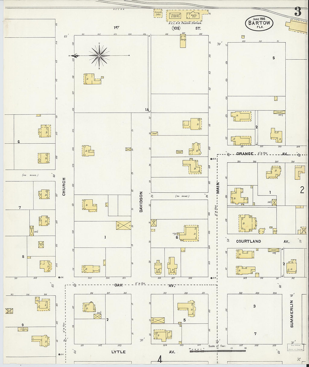 Bartow, Polk County, Florida 1906 (Sheet 3 of 6) by Relic Map Company