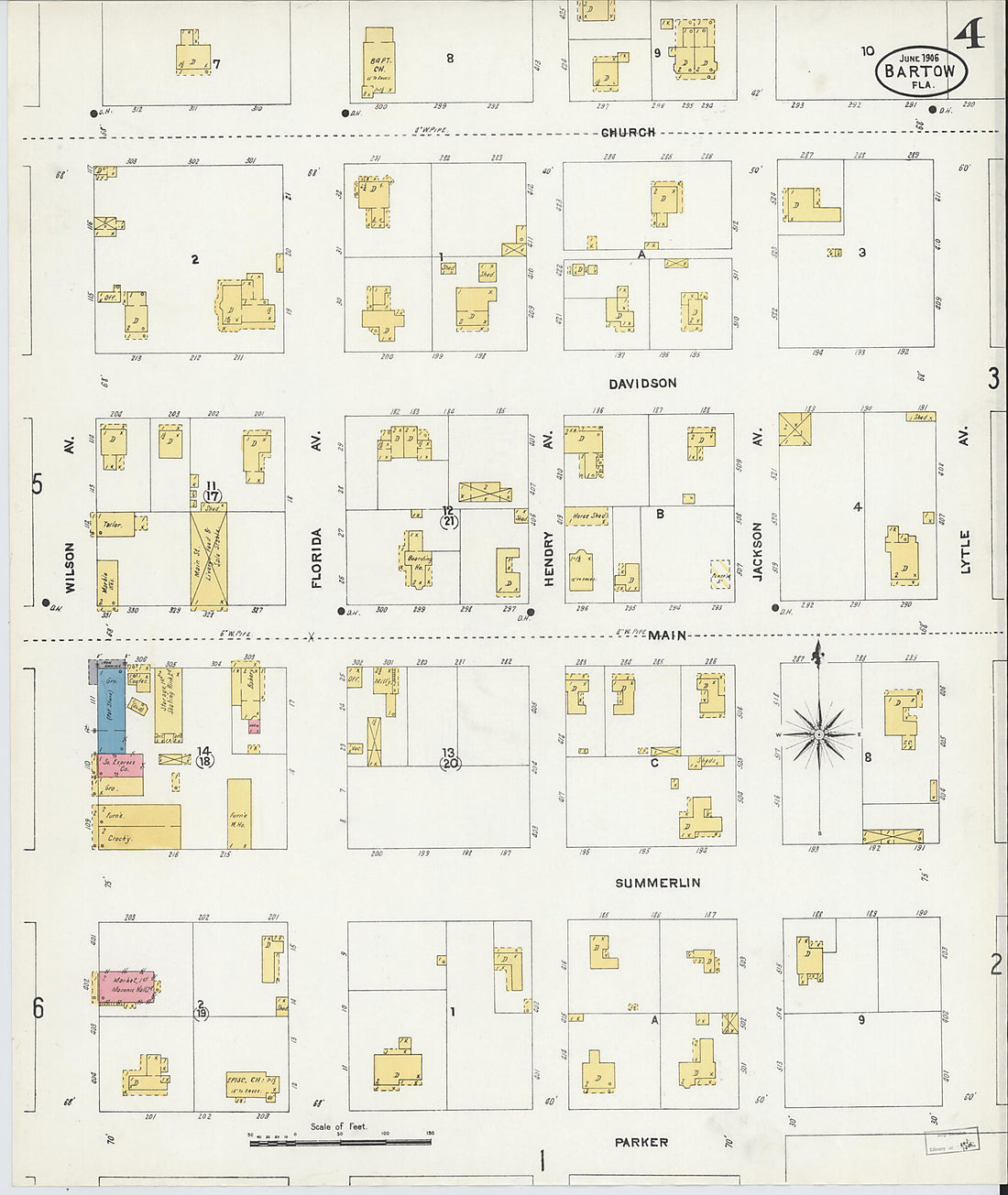 This old map of Bartow, Polk County, Florida was created by Sanborn Map Company in 1906