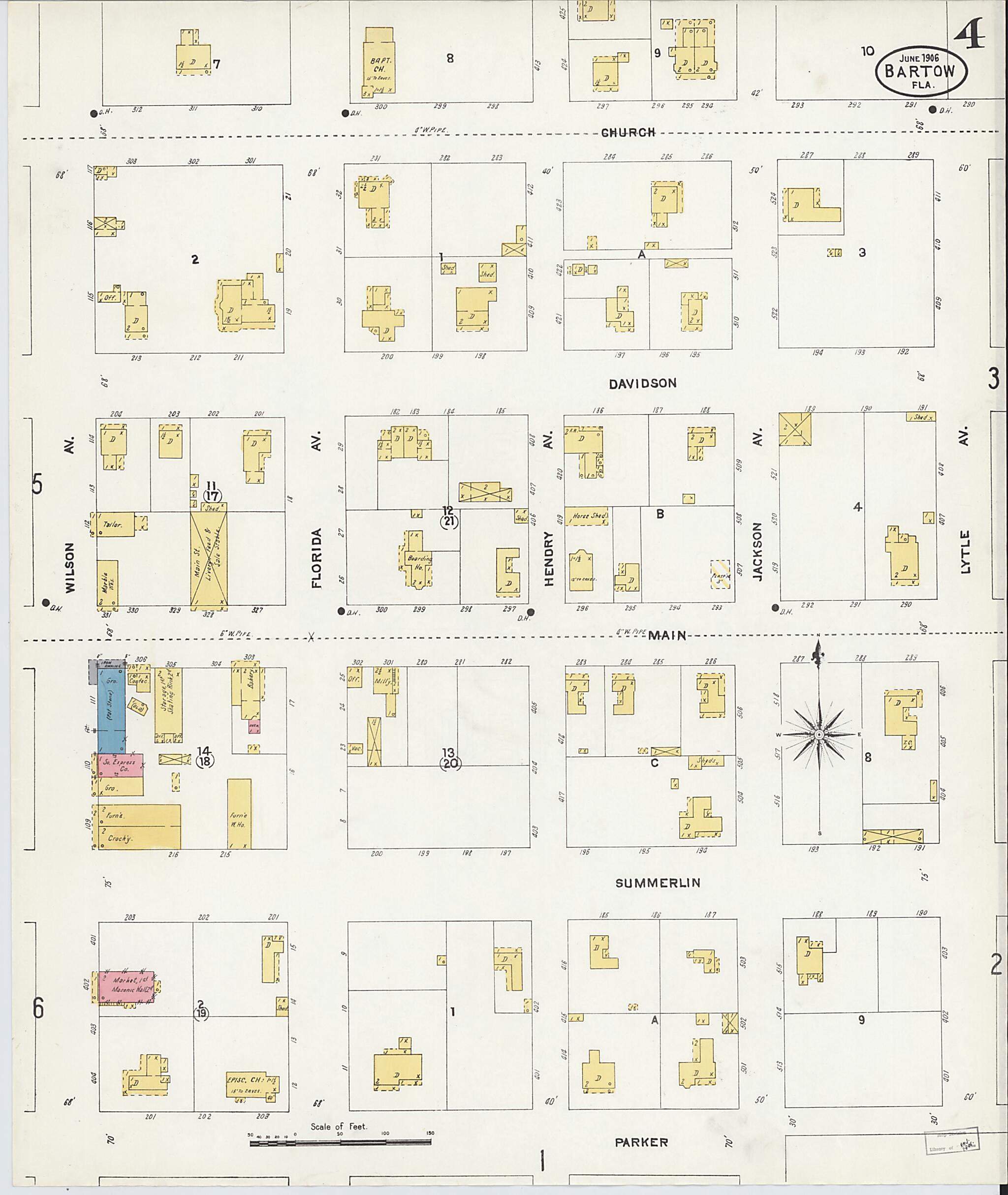 This old map of Bartow, Polk County, Florida was created by Sanborn Map Company in 1906