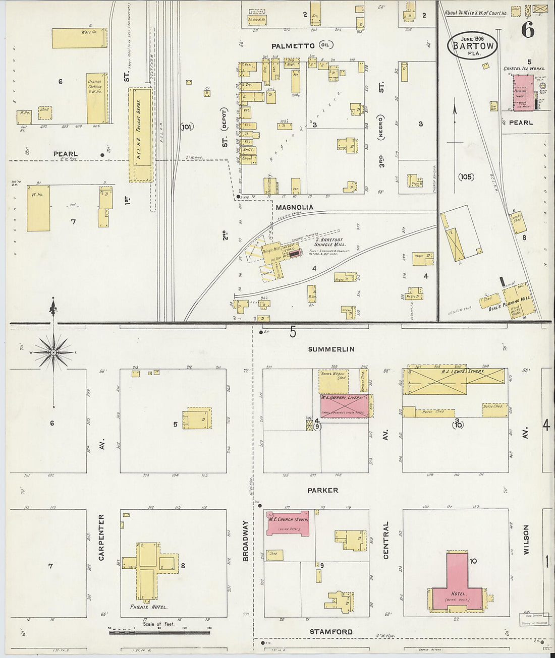 This old map of Bartow, Polk County, Florida was created by Sanborn Map Company in 1906