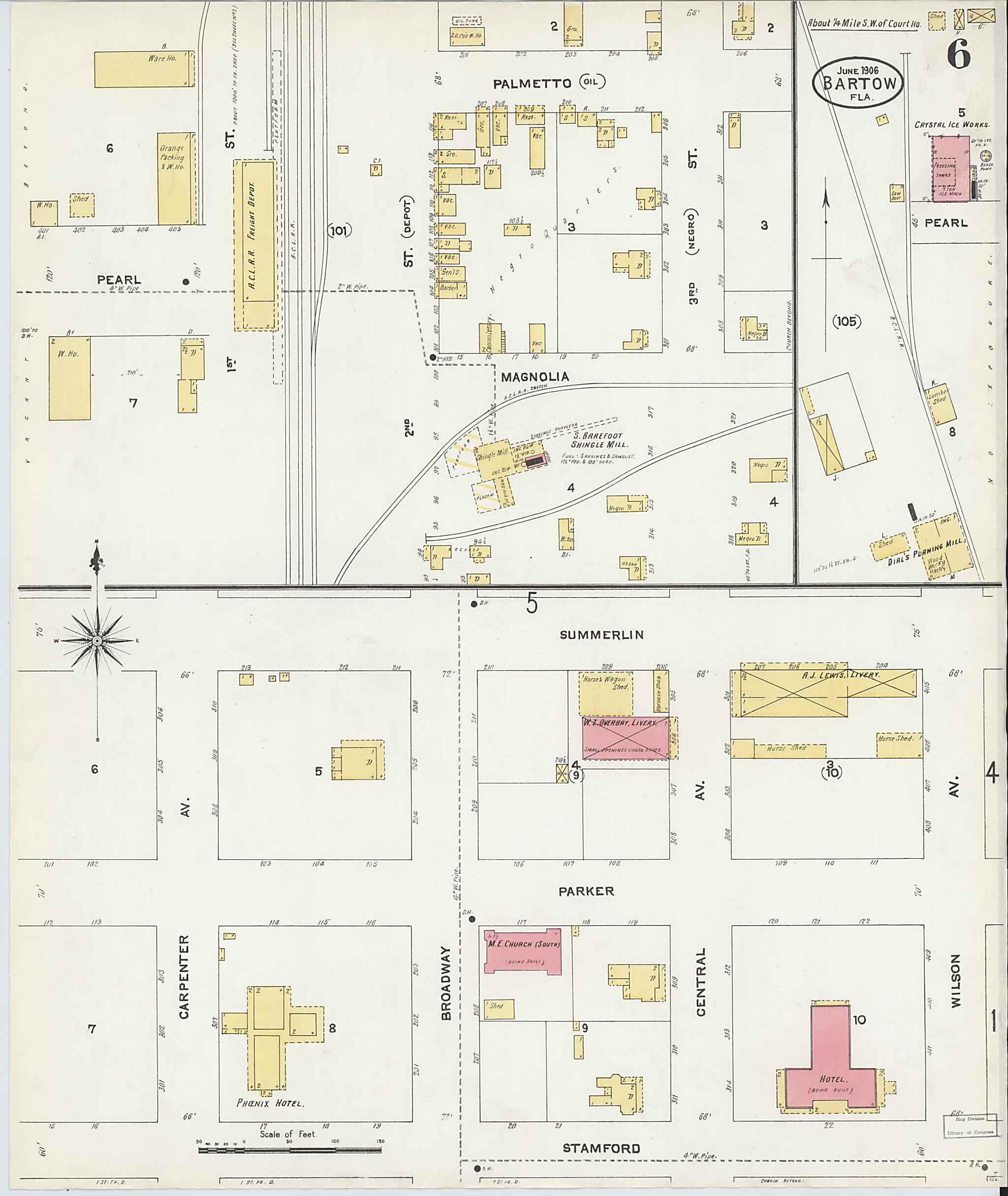 This old map of Bartow, Polk County, Florida was created by Sanborn Map Company in 1906