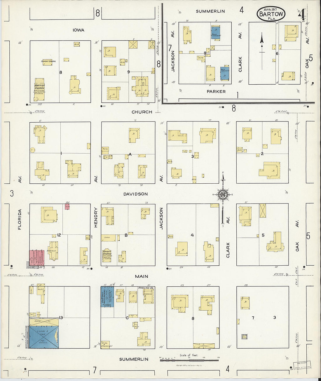 This old map of Bartow, Polk County, Florida was created by Sanborn Map Company in 1917