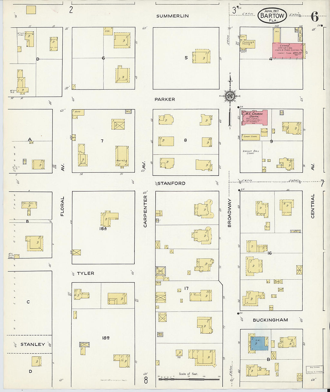 This old map of Bartow, Polk County, Florida was created by Sanborn Map Company in 1917