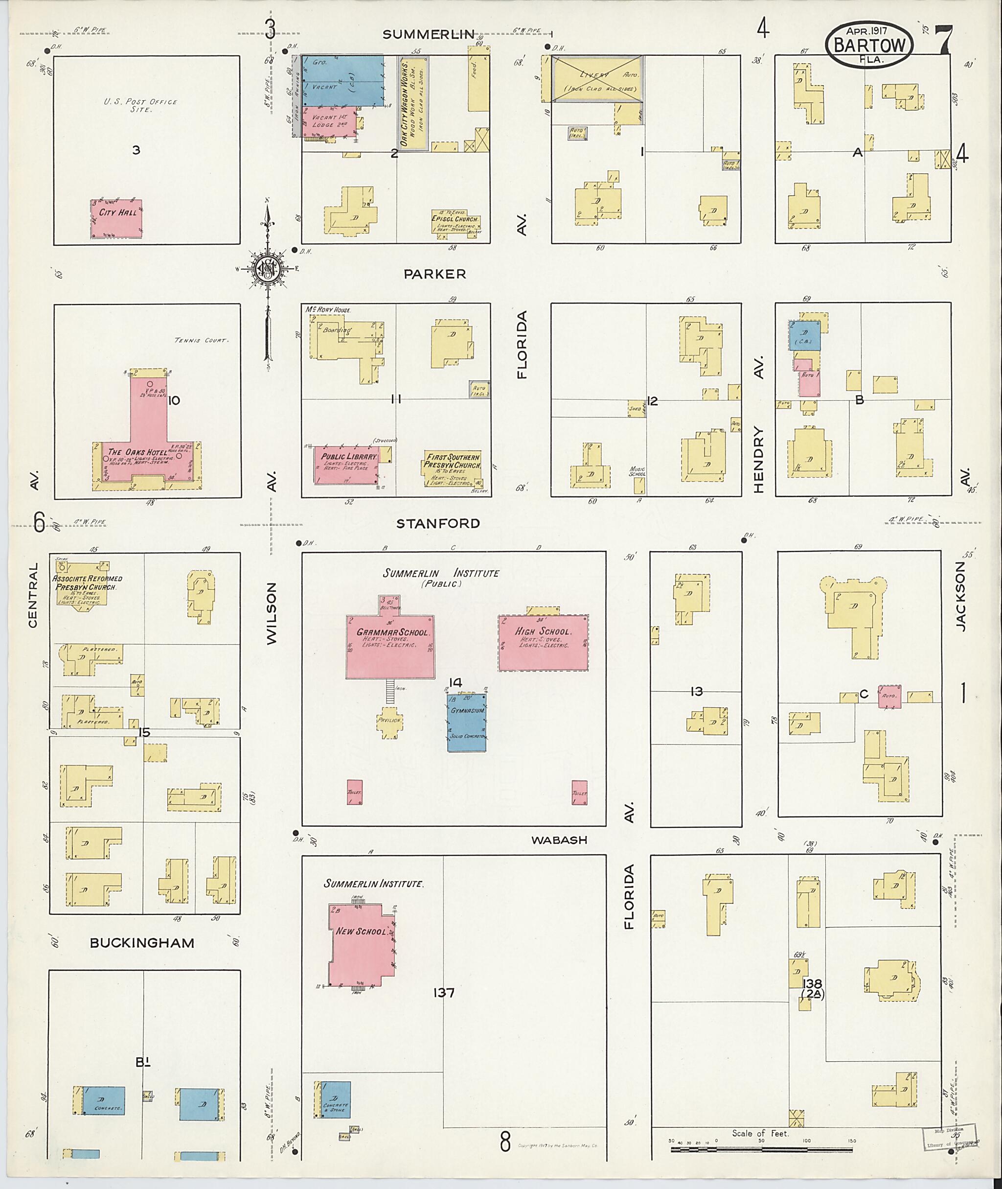This old map of Bartow, Polk County, Florida was created by Sanborn Map Company in 1917