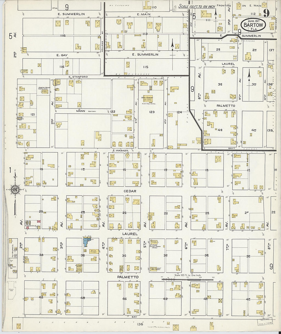 This old map of Bartow, Polk County, Florida was created by Sanborn Map Company in 1917