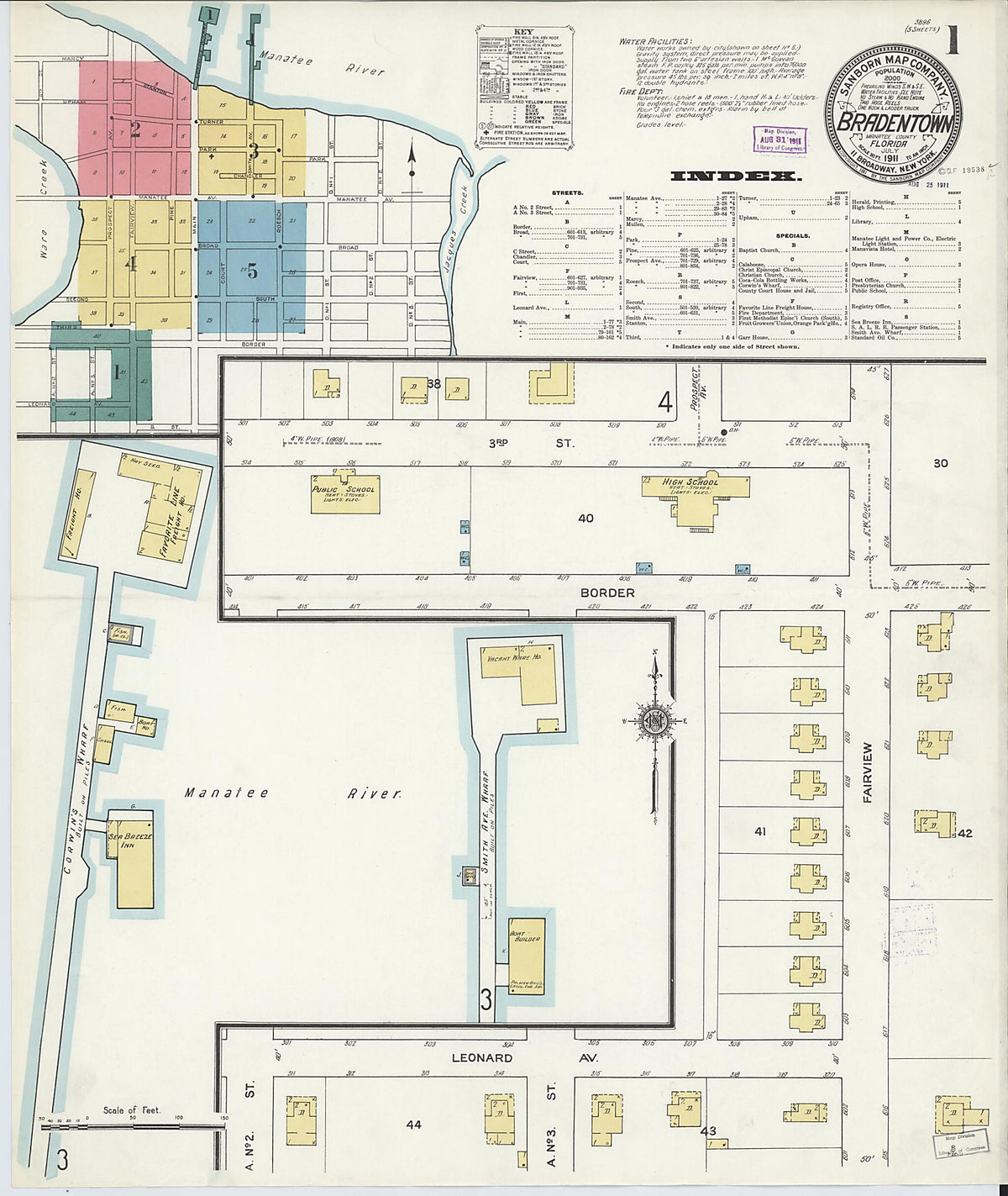 Bradentown, Manatee County, Florida 1911 (Sheet 1 of 5) by Relic Map Company