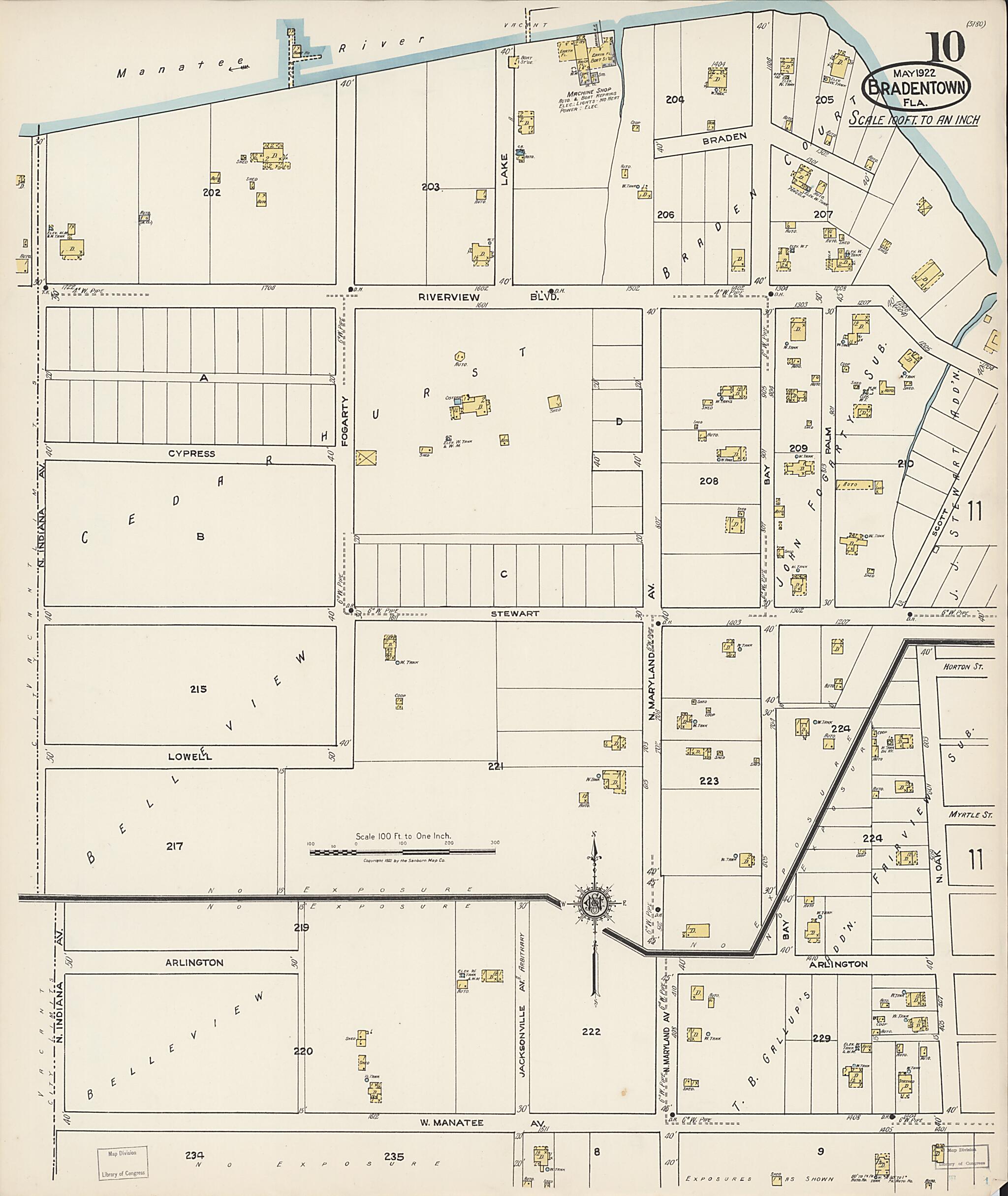 This old map of Manatee, Manatee County, Florida was created by Sanborn Map Company in 1922