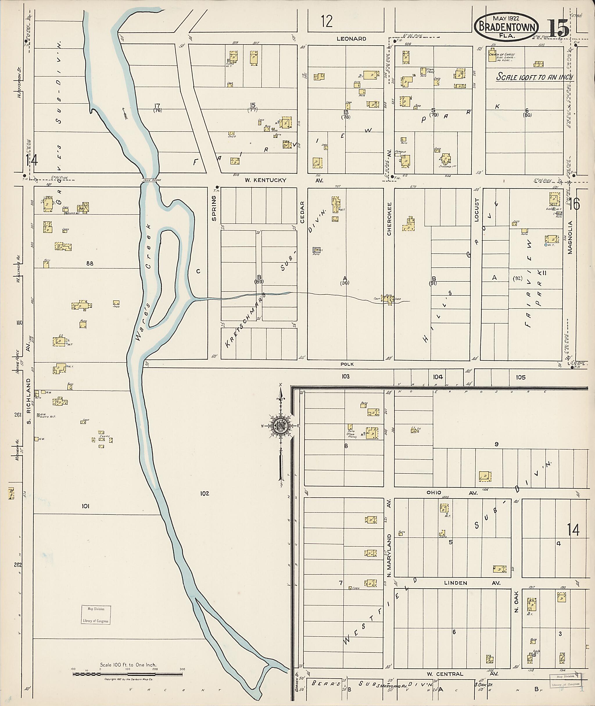 This old map of Manatee, Manatee County, Florida was created by Sanborn Map Company in 1922