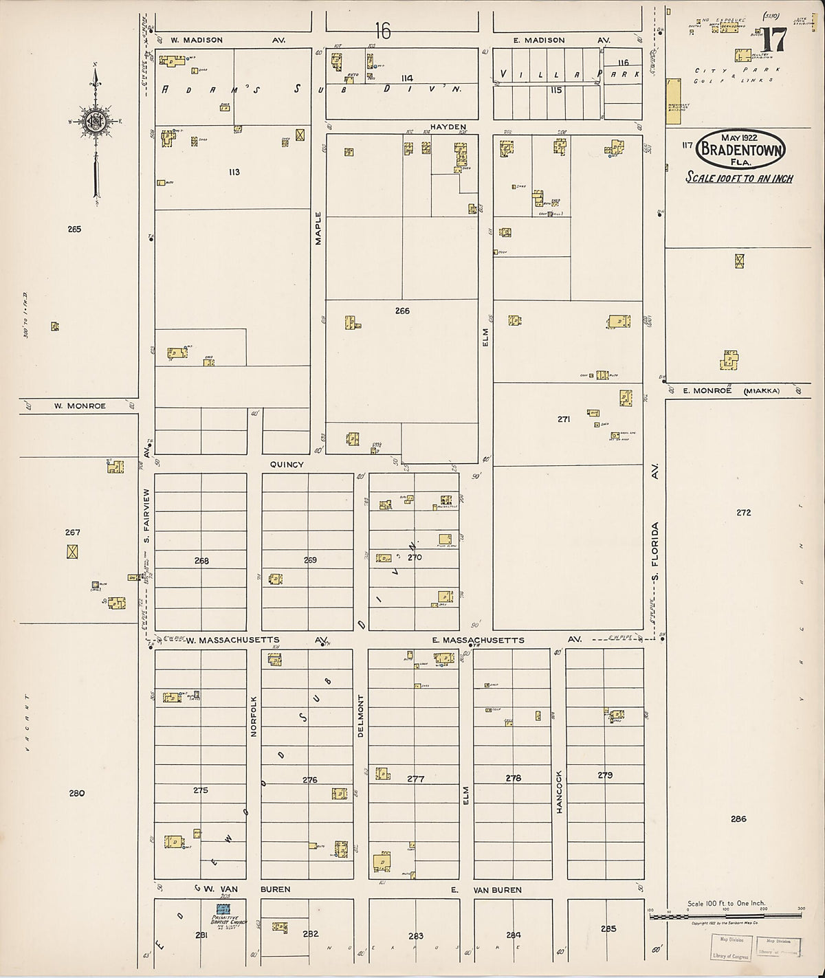 Bradentown, Manatee County, Florida 1922 (Sheet 17) by Relic Map Company