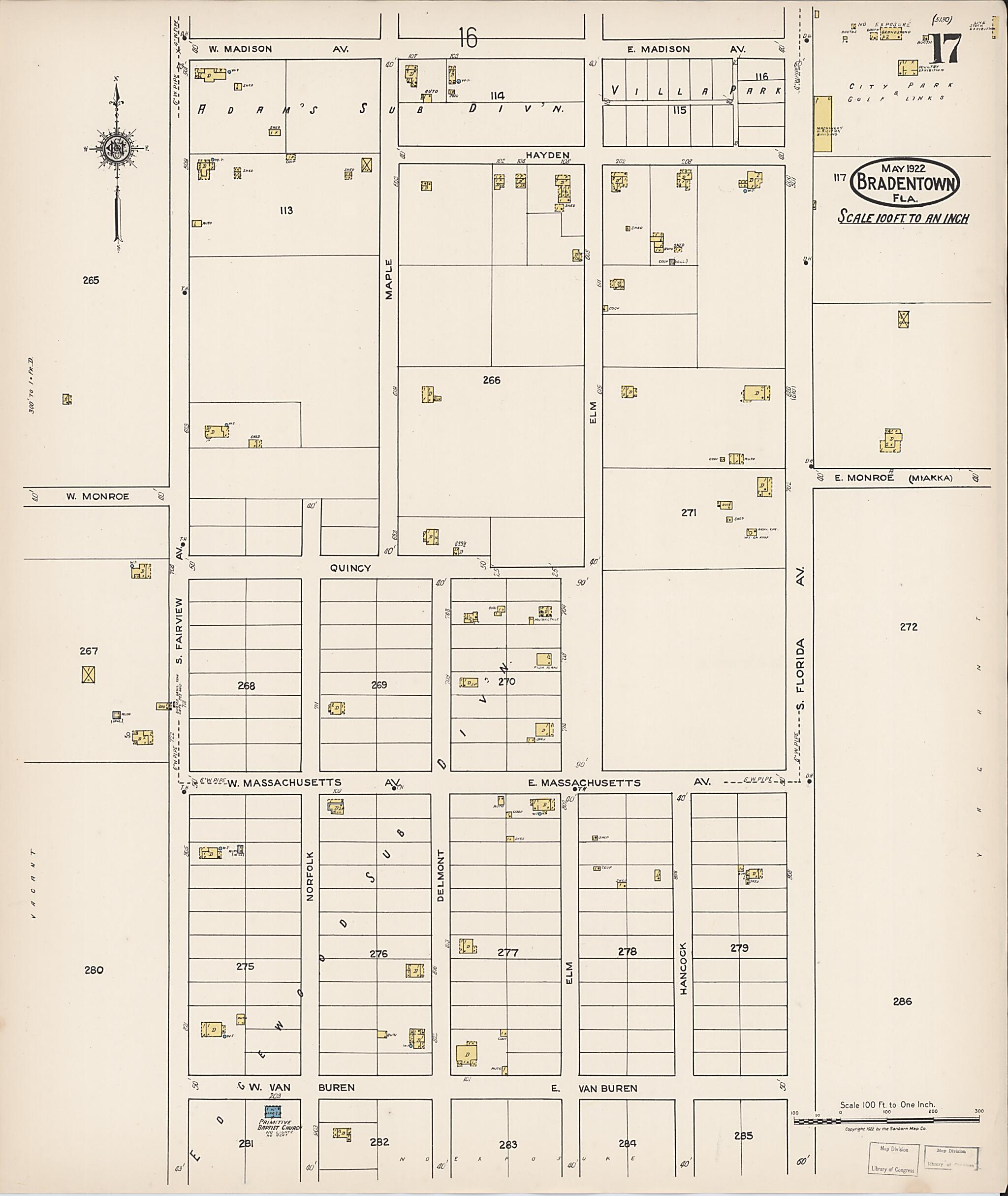 This old map of Manatee, Manatee County, Florida was created by Sanborn Map Company in 1922