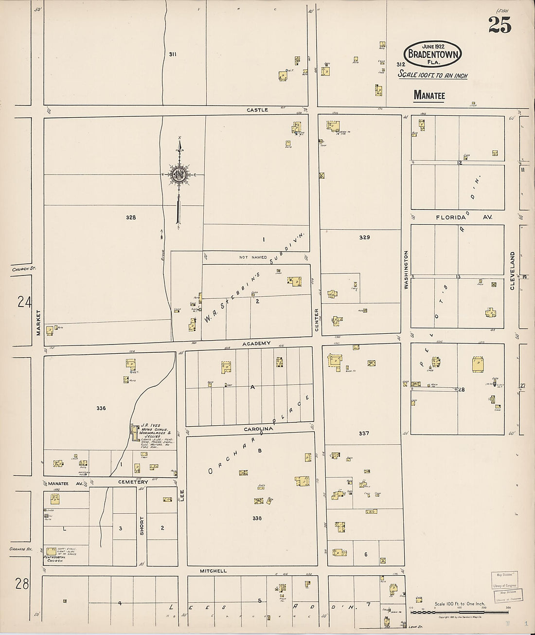 This old map of Manatee, Manatee County, Florida was created by Sanborn Map Company in 1922