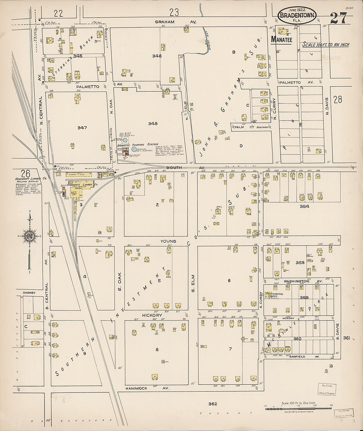 Bradentown, Manatee County, Florida 1922 (Sheet 25) by Relic Map Company