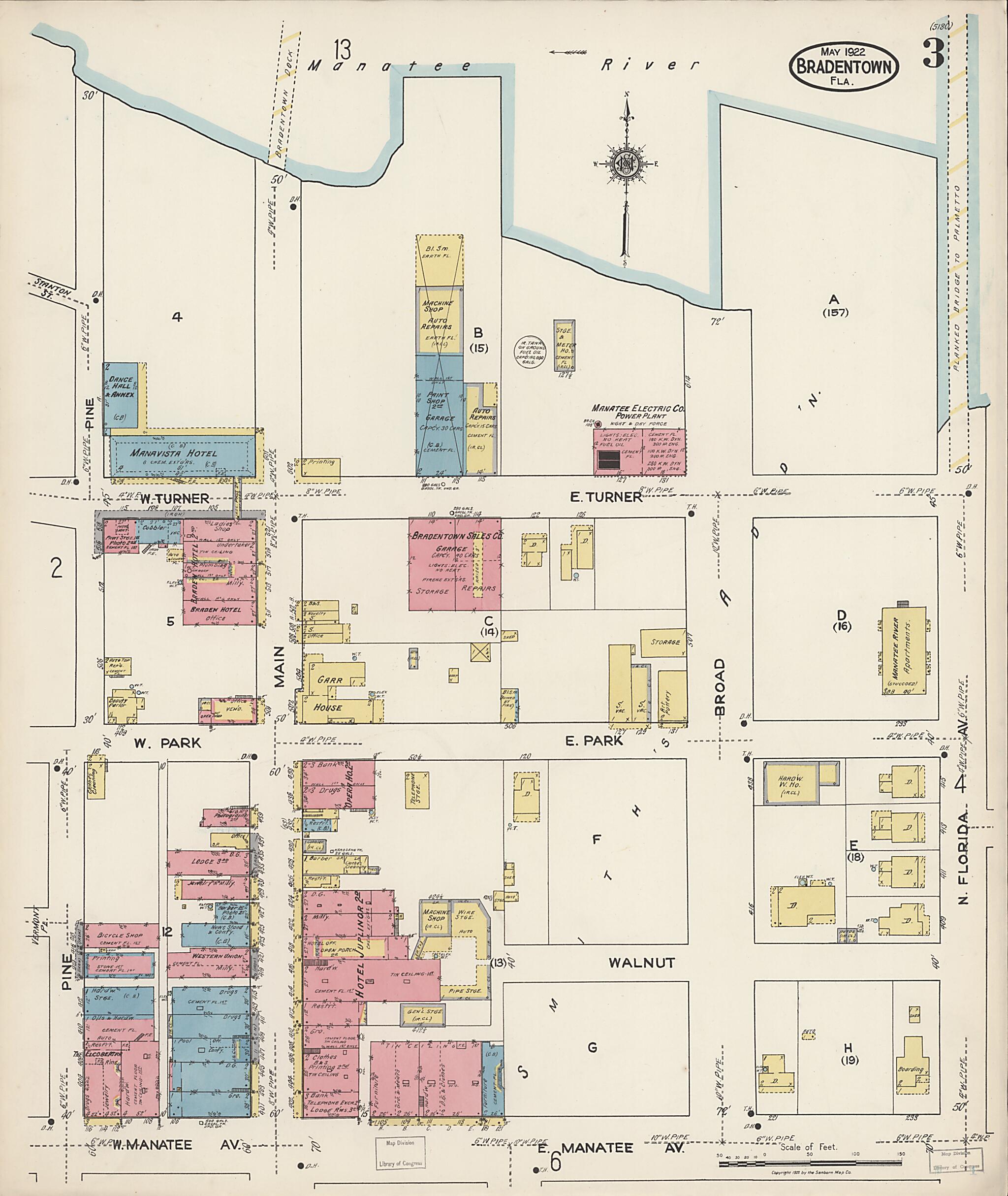 This old map of Manatee, Manatee County, Florida was created by Sanborn Map Company in 1922