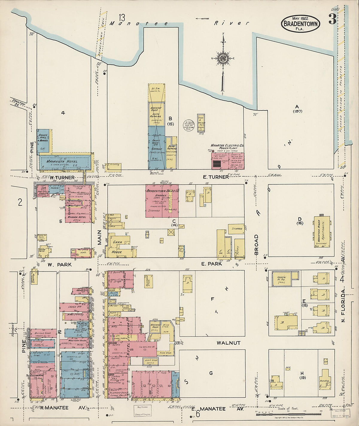 Bradentown, Manatee County, Florida 1922 (Sheet 3) by Relic Map Company
