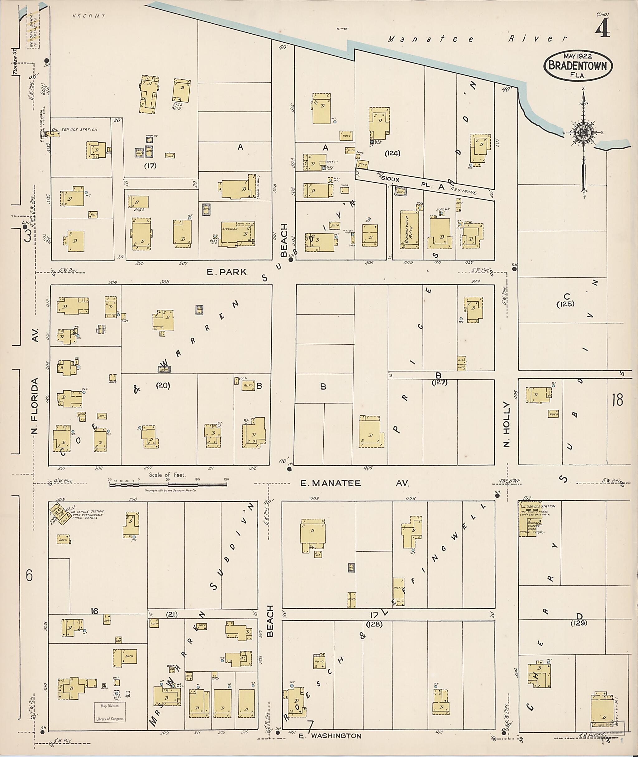 This old map of Manatee, Manatee County, Florida was created by Sanborn Map Company in 1922