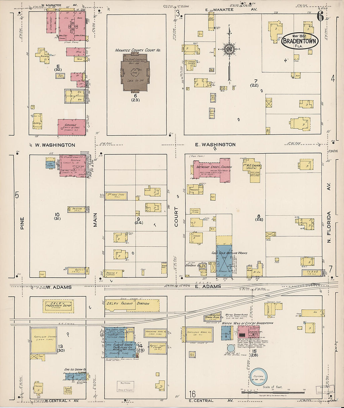 This old map of Manatee, Manatee County, Florida was created by Sanborn Map Company in 1922