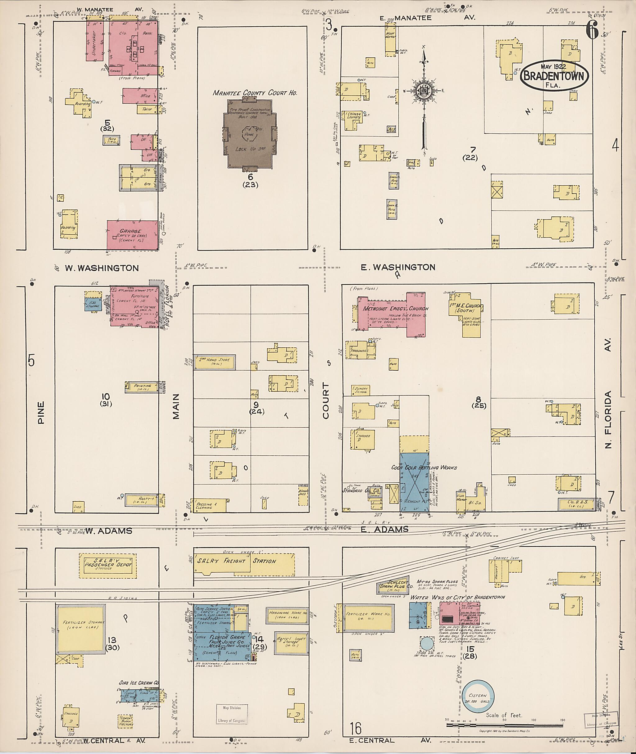 This old map of Manatee, Manatee County, Florida was created by Sanborn Map Company in 1922