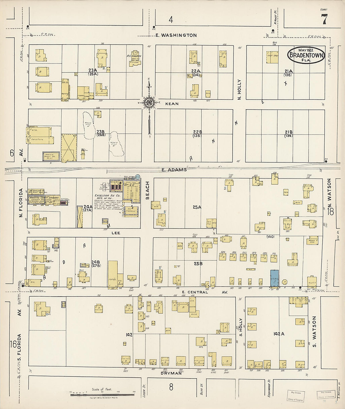 Bradentown, Manatee County, Florida 1922 (Sheet 7) by Relic Map Company