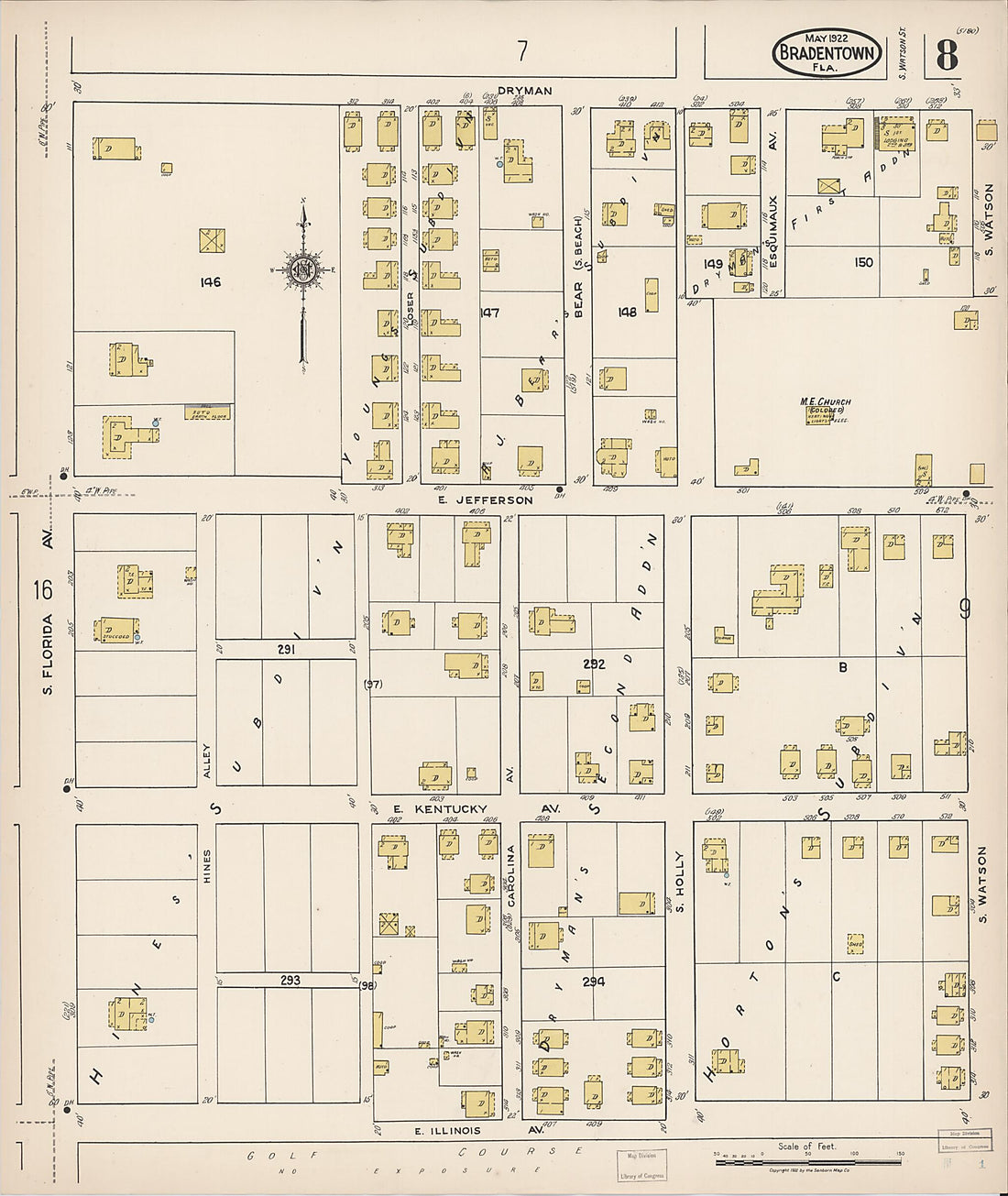 This old map of Manatee, Manatee County, Florida was created by Sanborn Map Company in 1922