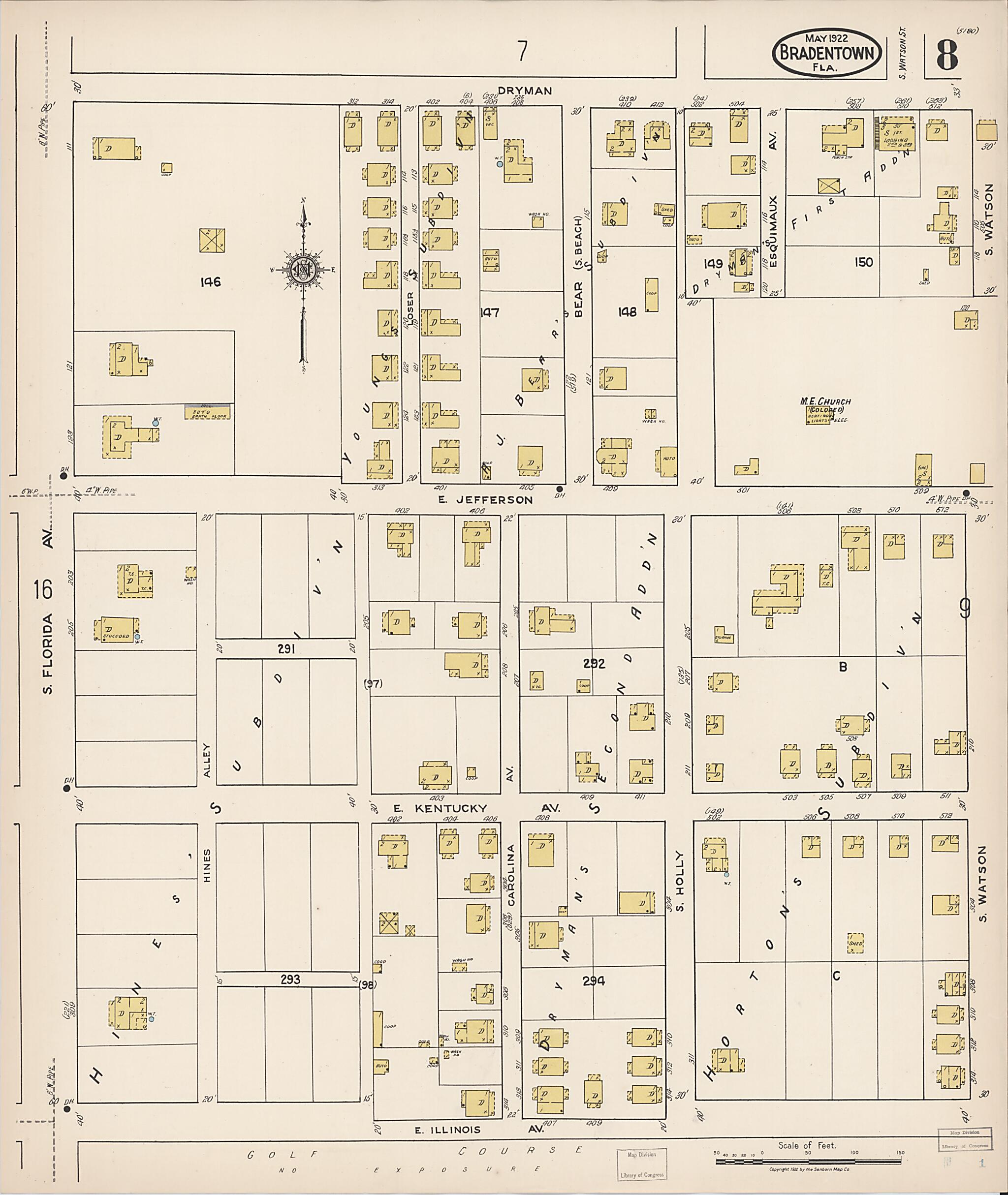 This old map of Manatee, Manatee County, Florida was created by Sanborn Map Company in 1922