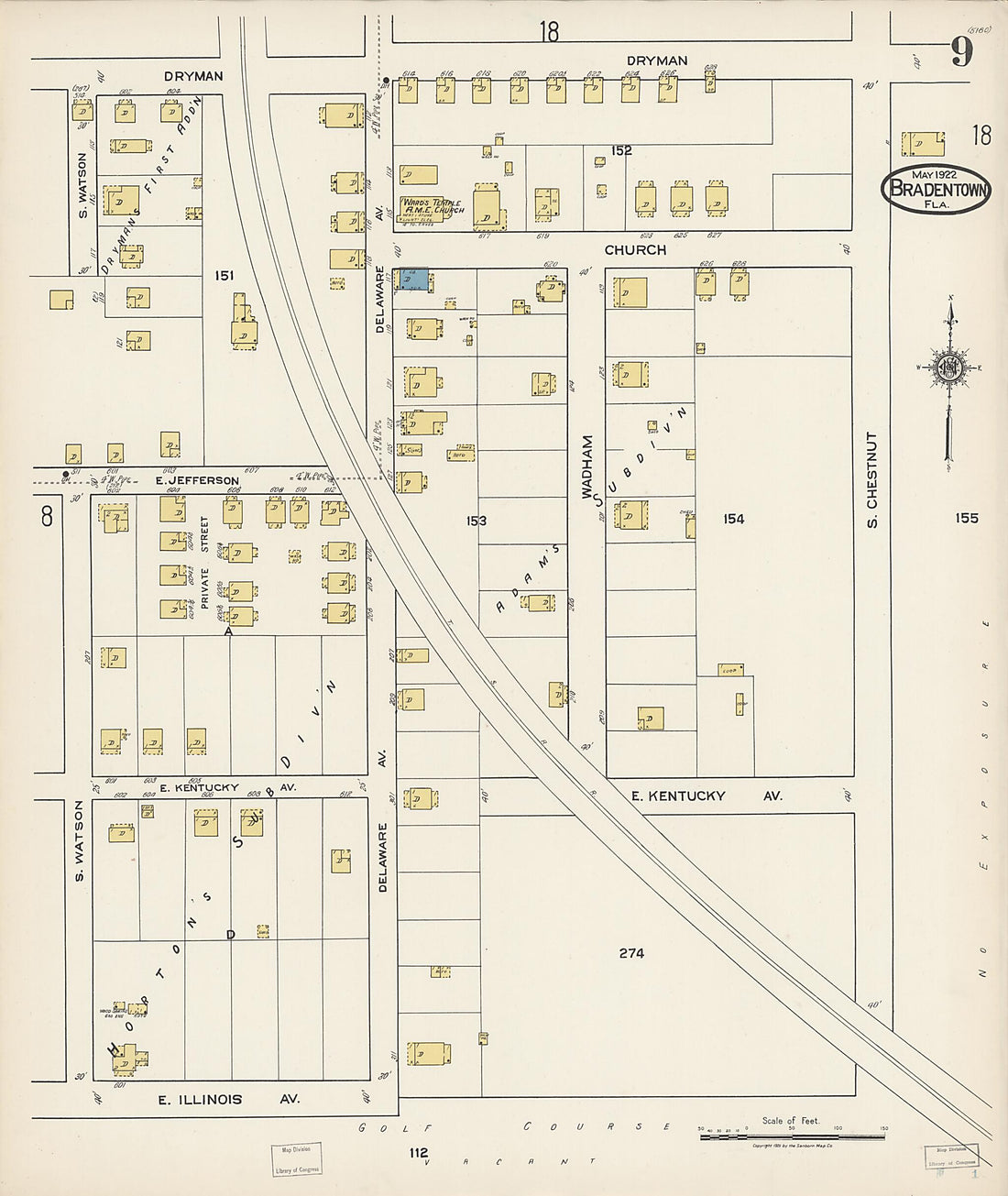 This old map of Manatee, Manatee County, Florida was created by Sanborn Map Company in 1922