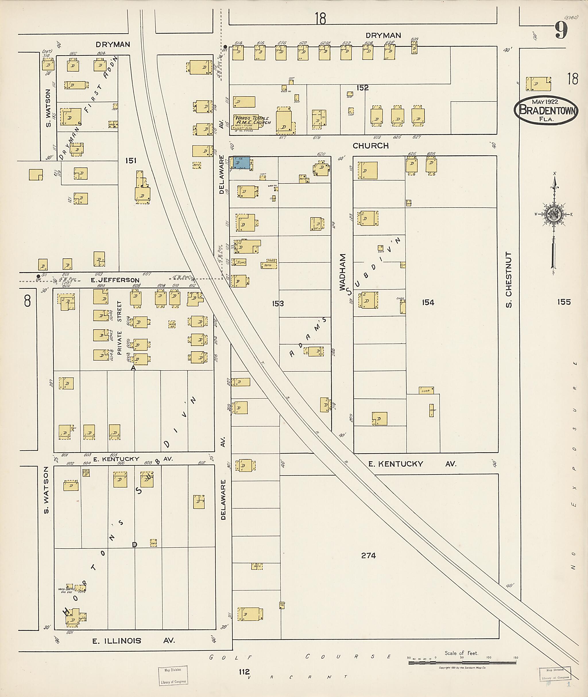 This old map of Manatee, Manatee County, Florida was created by Sanborn Map Company in 1922