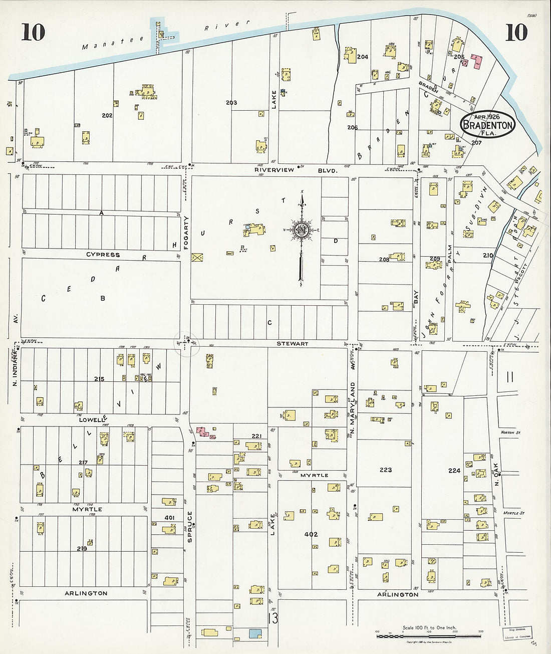 This old map of Manatee, Manatee County, Florida was created by Sanborn Map Company in 1926
