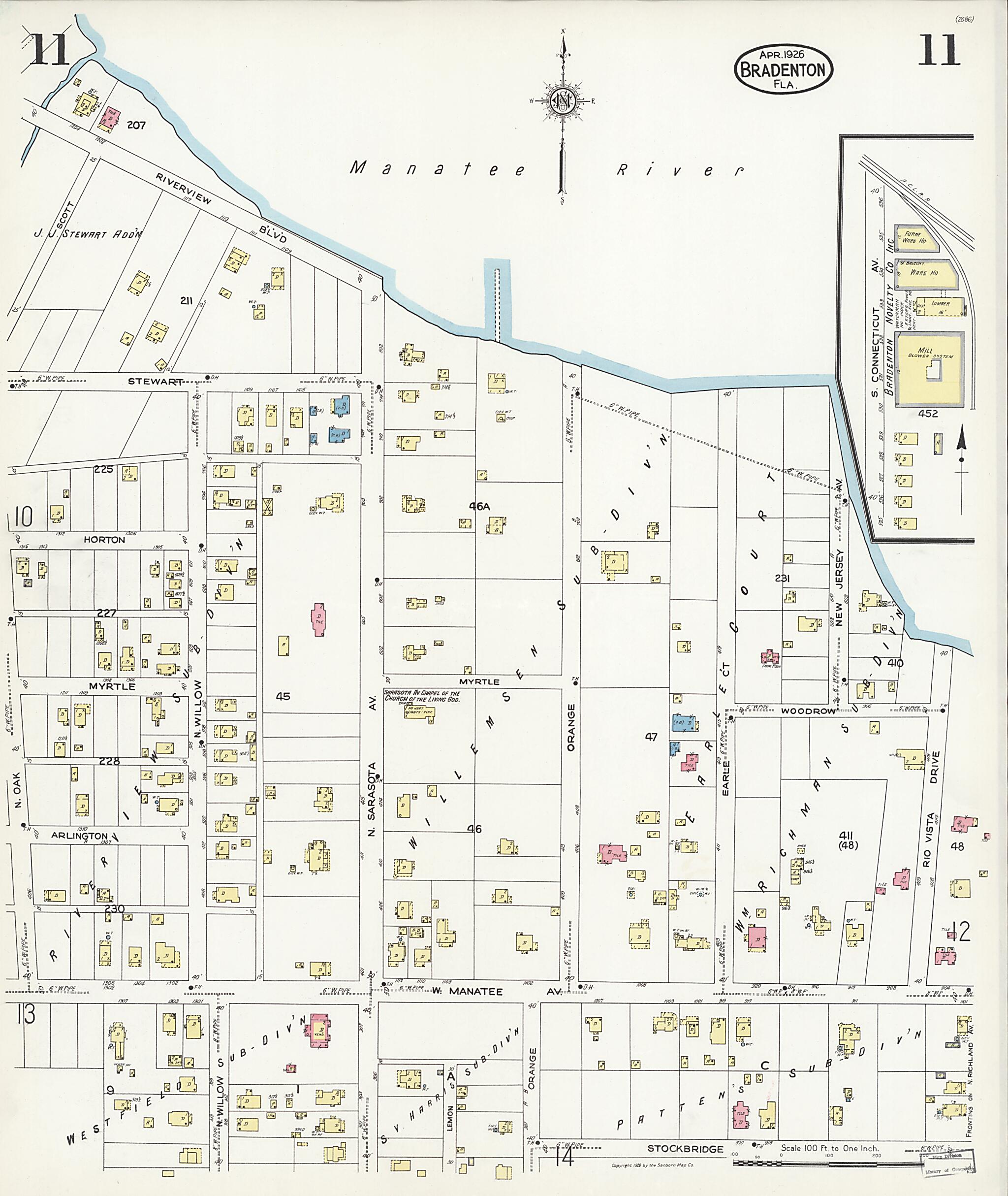 This old map of Manatee, Manatee County, Florida was created by Sanborn Map Company in 1926