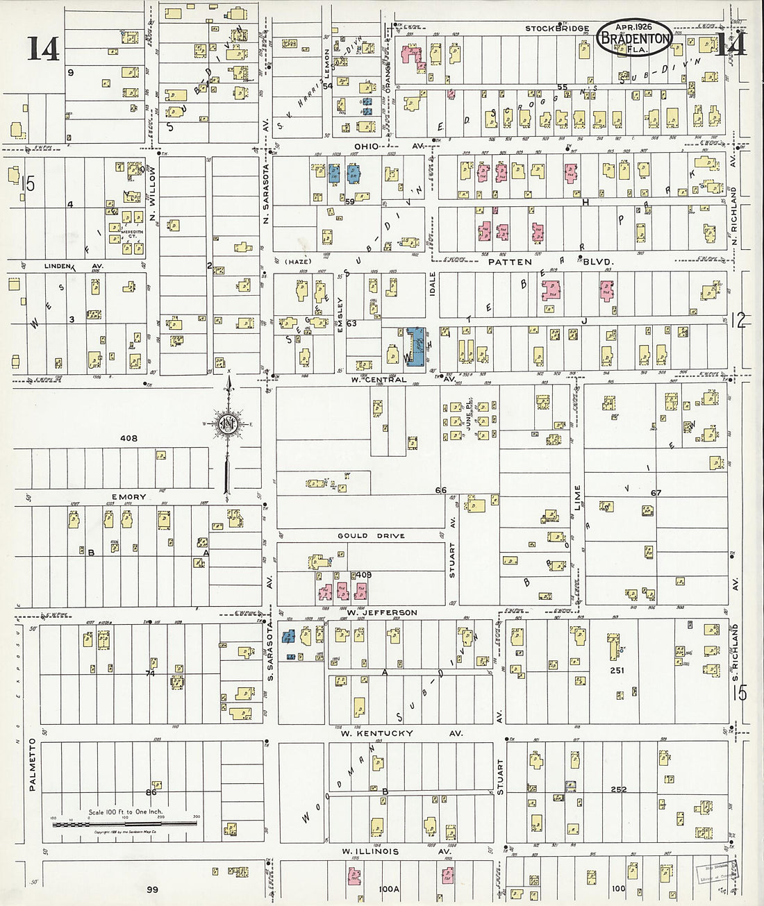 This old map of Manatee, Manatee County, Florida was created by Sanborn Map Company in 1926