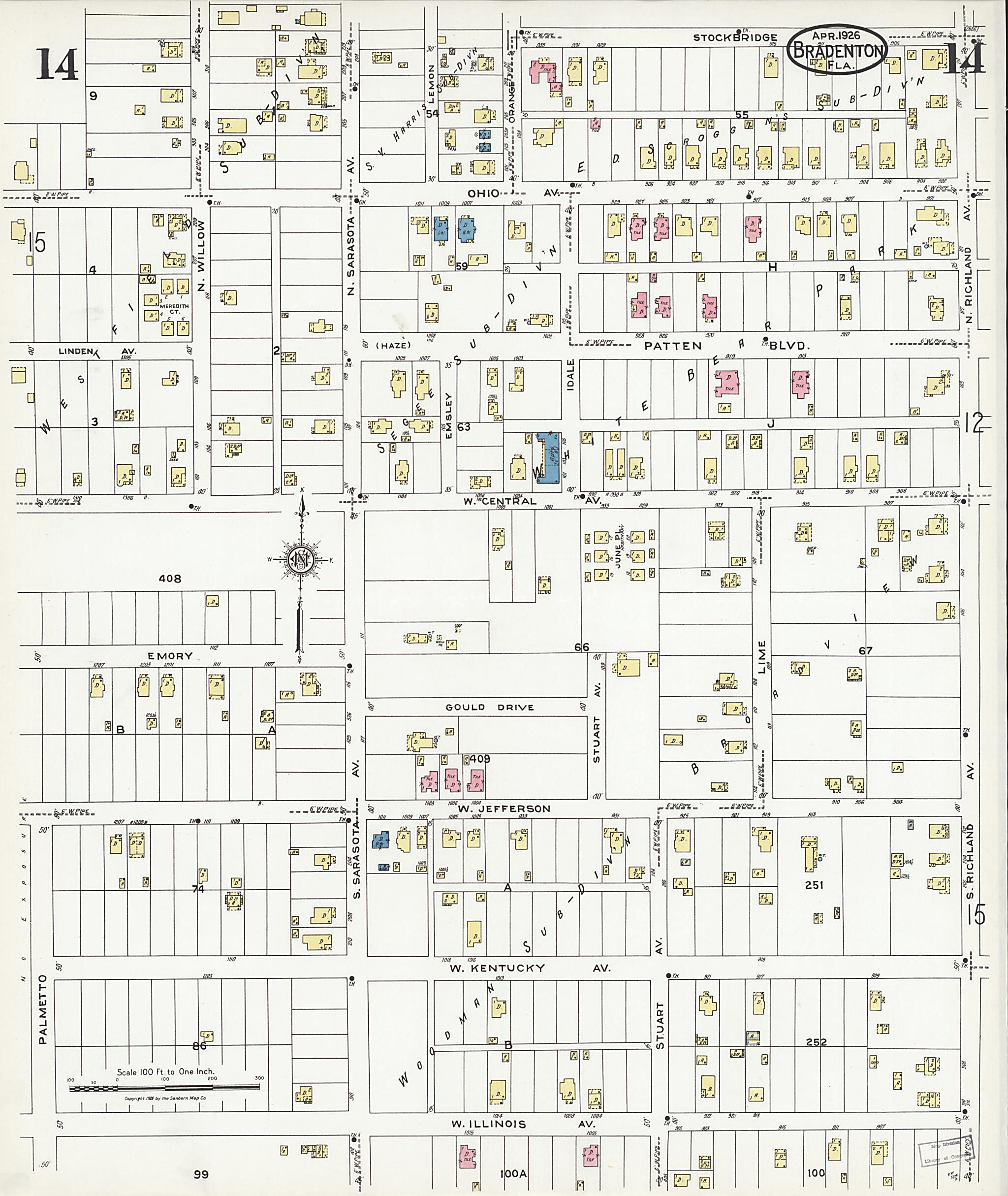 This old map of Manatee, Manatee County, Florida was created by Sanborn Map Company in 1926