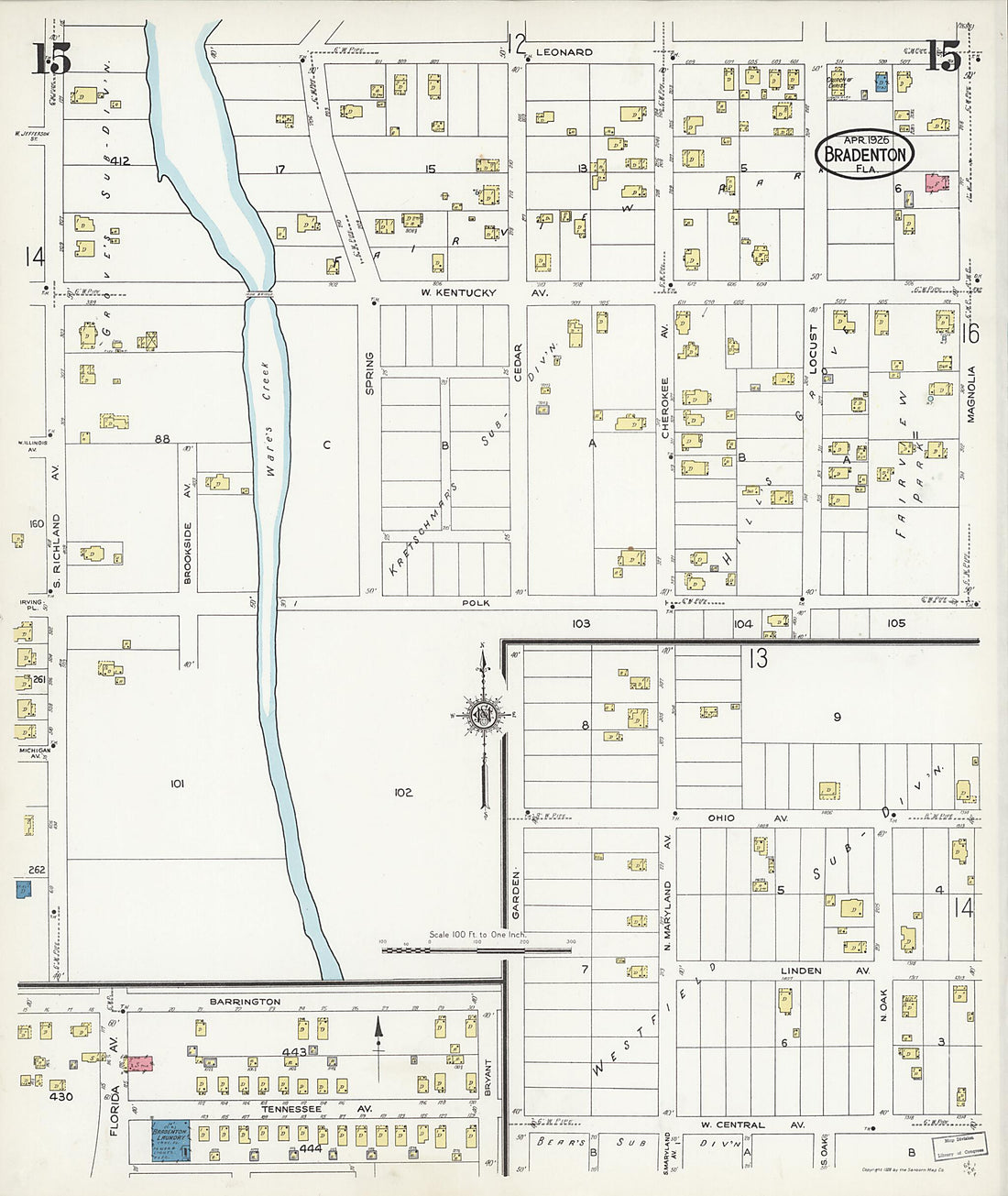 This old map of Manatee, Manatee County, Florida was created by Sanborn Map Company in 1926