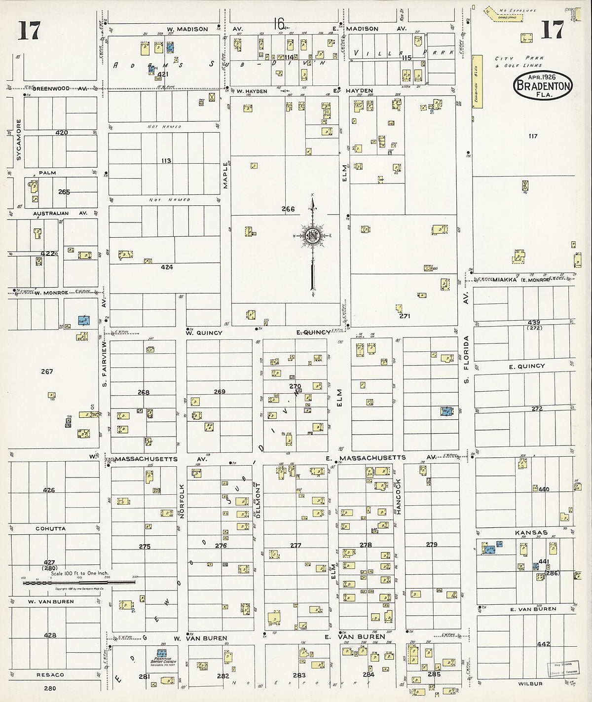 Bradentown, Manatee County, Florida 1926 (Sheet 17) by Relic Map Company