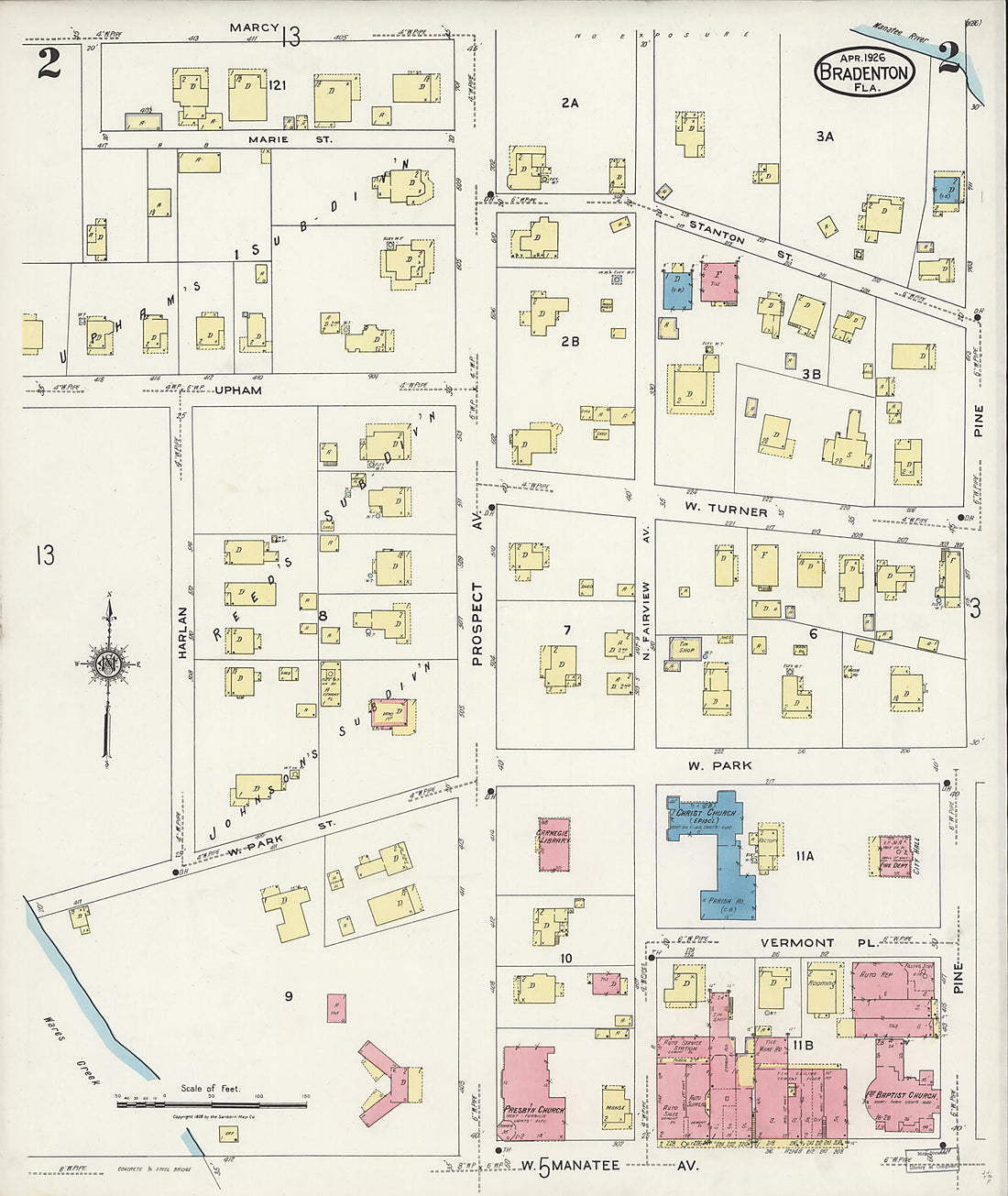 This old map of Manatee, Manatee County, Florida was created by Sanborn Map Company in 1926