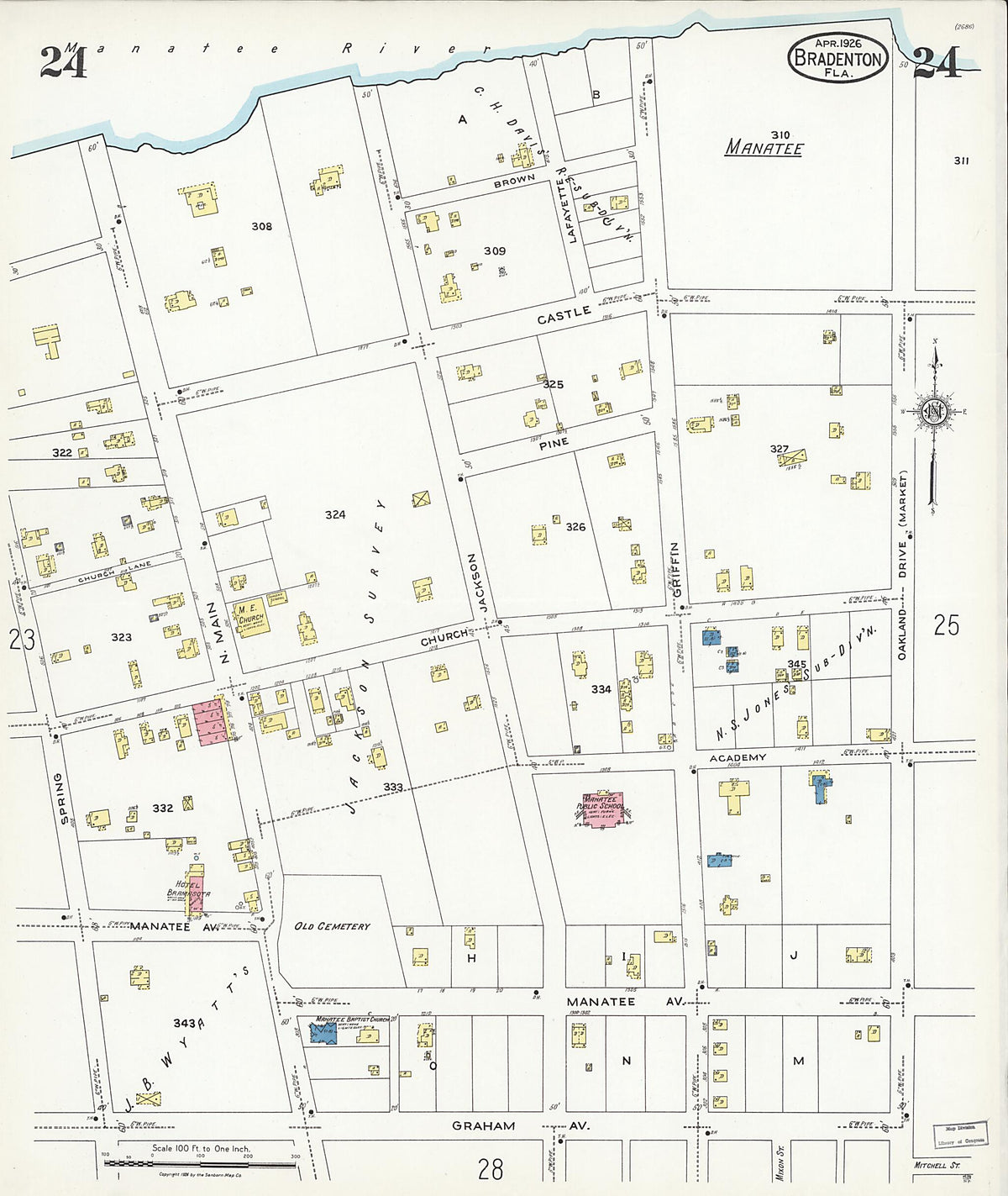 Bradentown, Manatee County, Florida 1926 (Sheet 22) by Relic Map Company