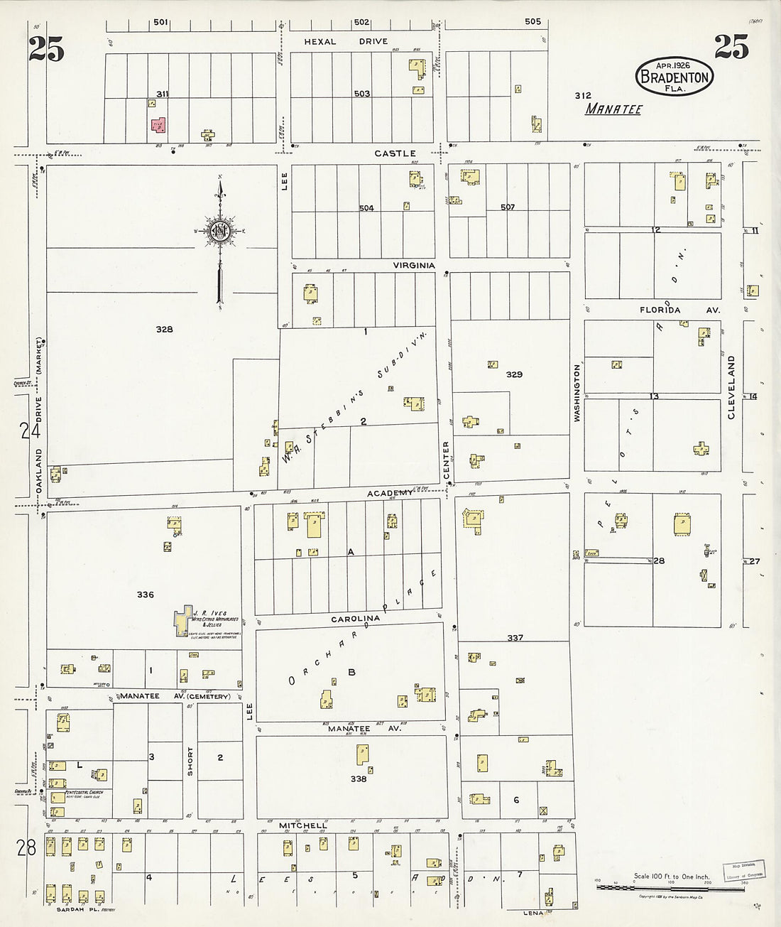 This old map of Manatee, Manatee County, Florida was created by Sanborn Map Company in 1926