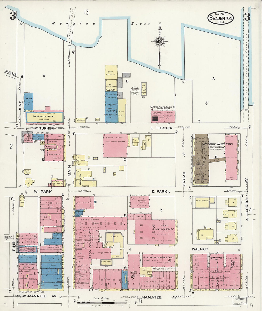 This old map of Manatee, Manatee County, Florida was created by Sanborn Map Company in 1926