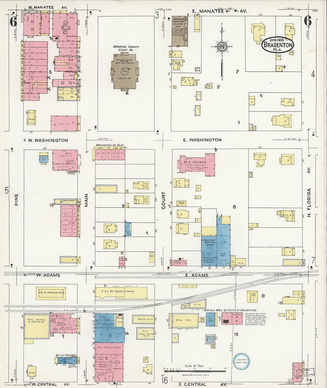 This old map of Manatee, Manatee County, Florida was created by Sanborn Map Company in 1926