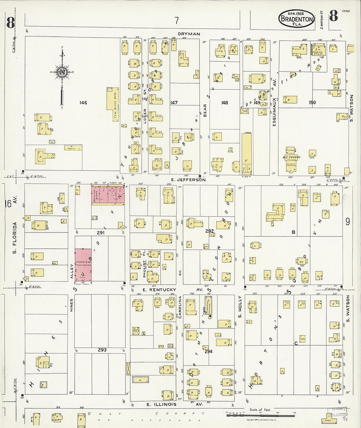Bradentown, Manatee County, Florida 1926 (Sheet 8) by Relic Map Company