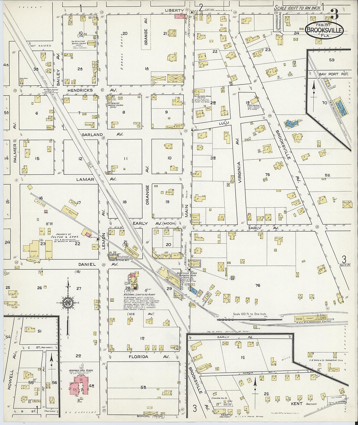 Brooksville, Hernando County, Florida 1917 (Sheet 3 of 3) by Relic Map Company