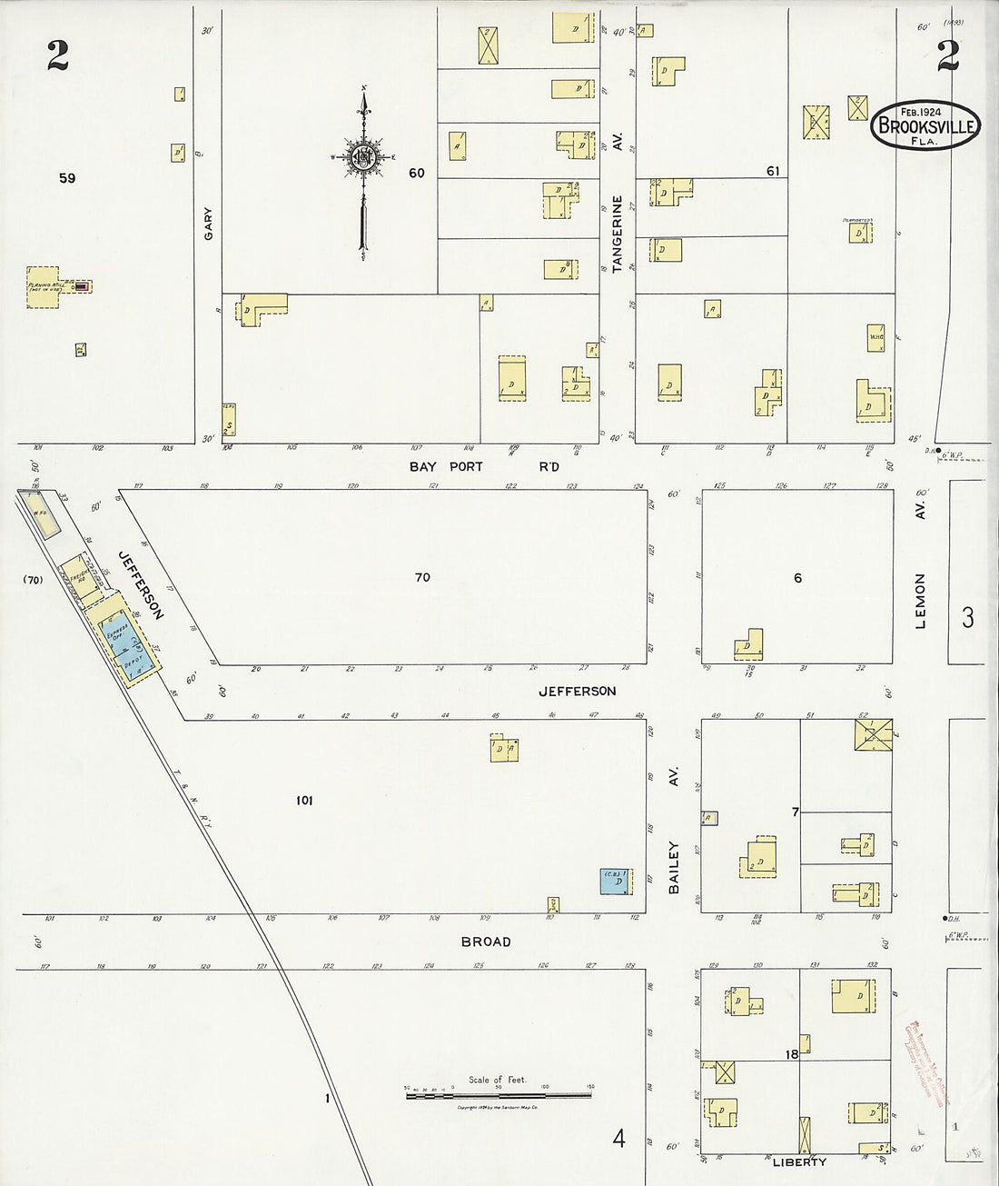 This old map of Brooksville, Hernando County, Florida was created by Sanborn Map Company in 1924