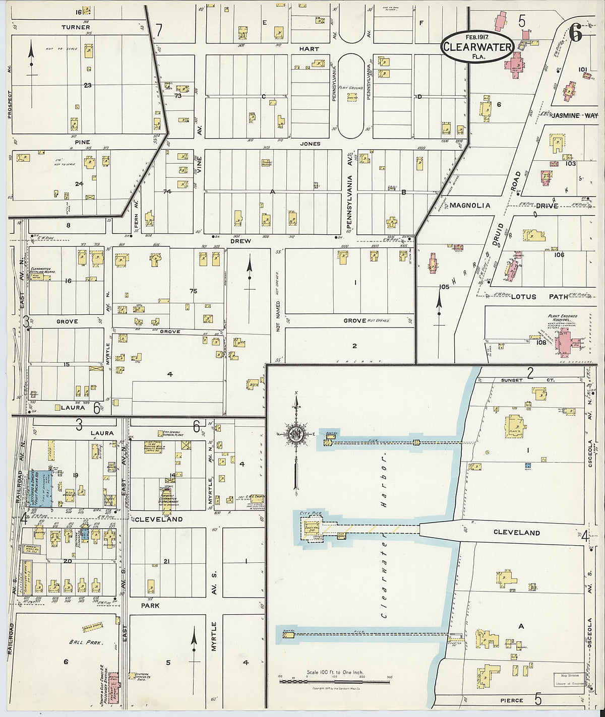 Clearwater, Pinellas County, Florida 1917 (Sheet 6) by Relic Map Company