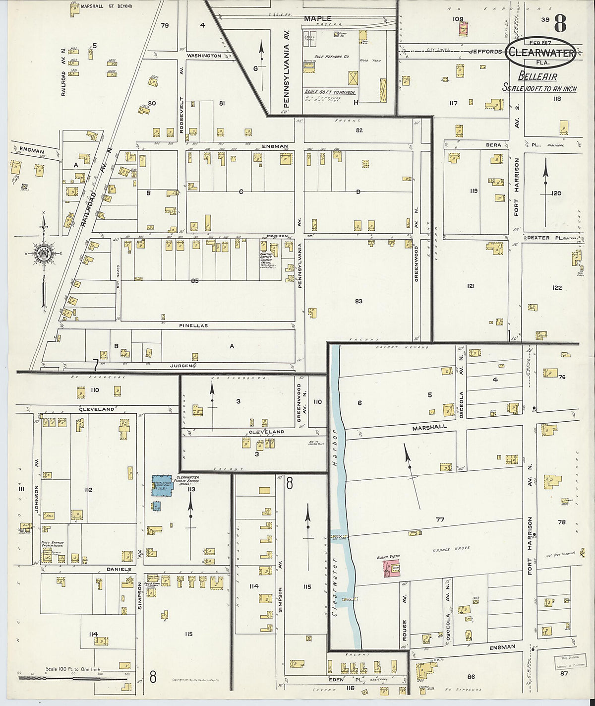 Clearwater, Pinellas County, Florida 1917 (Sheet 8) by Relic Map Company