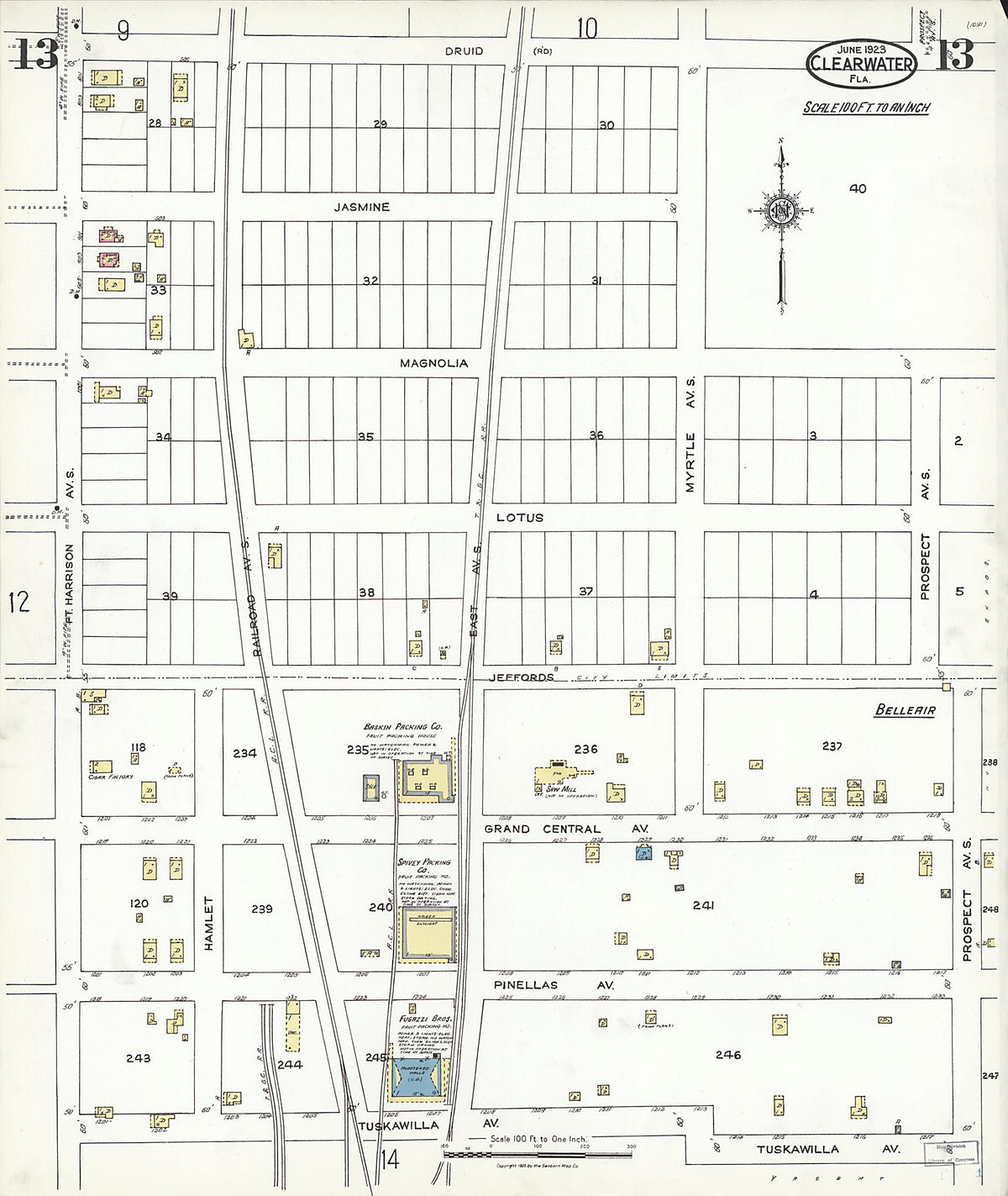 Clearwater, Pinellas County, Florida 1923 (Sheet 13) by Relic Map Company