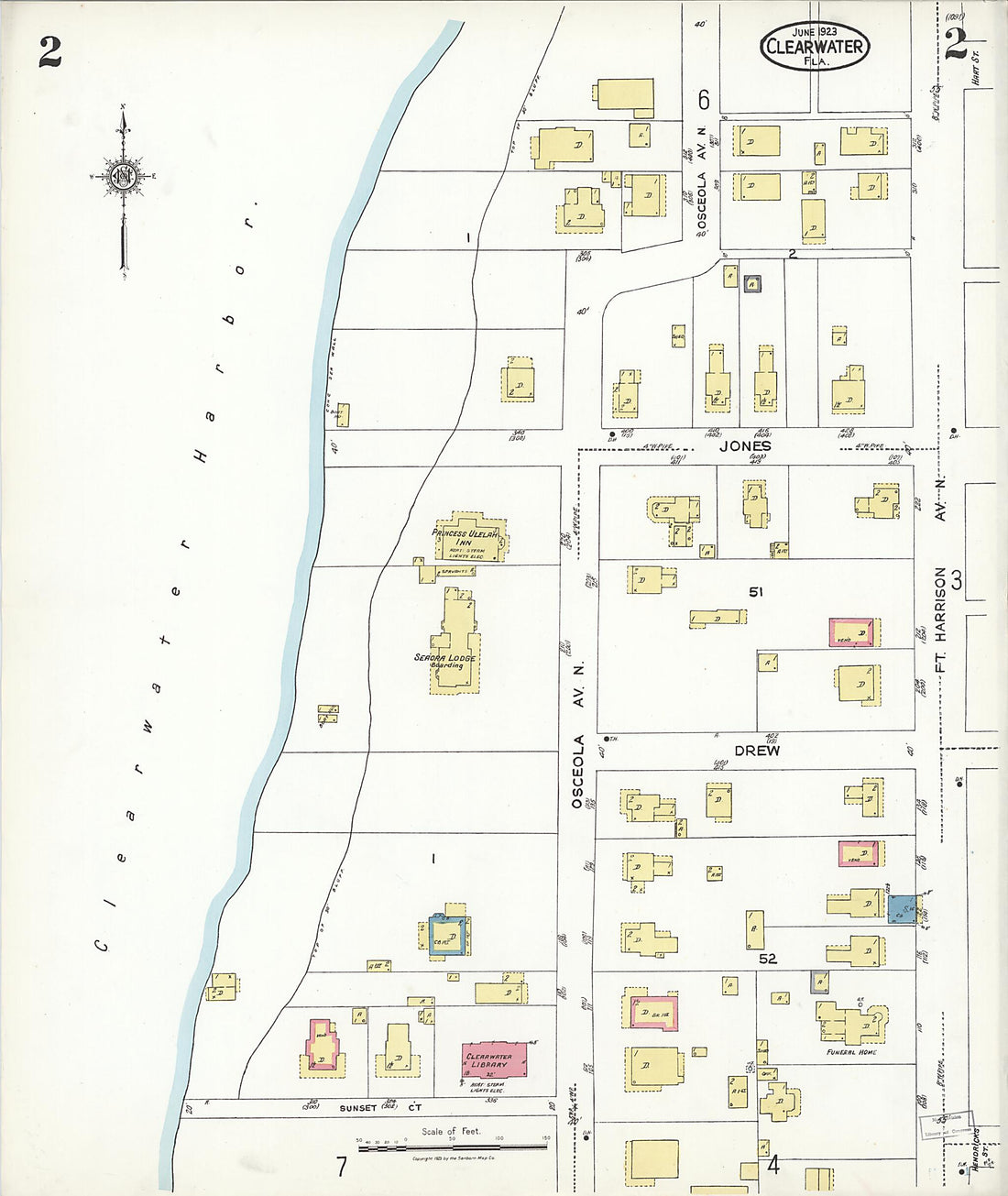 This old map of Clearwater, Pinellas County, Florida was created by Sanborn Map Company in 1923