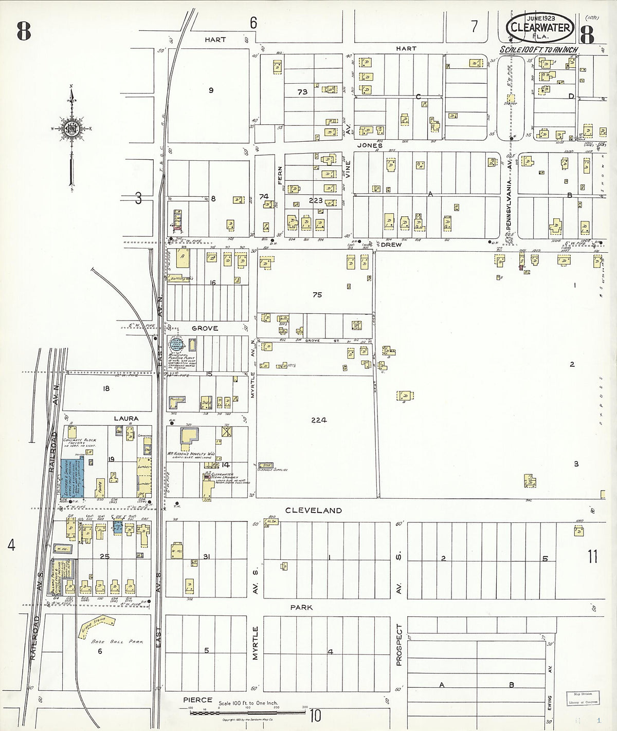 Clearwater, Pinellas County, Florida 1923 (Sheet 8) by Relic Map Company